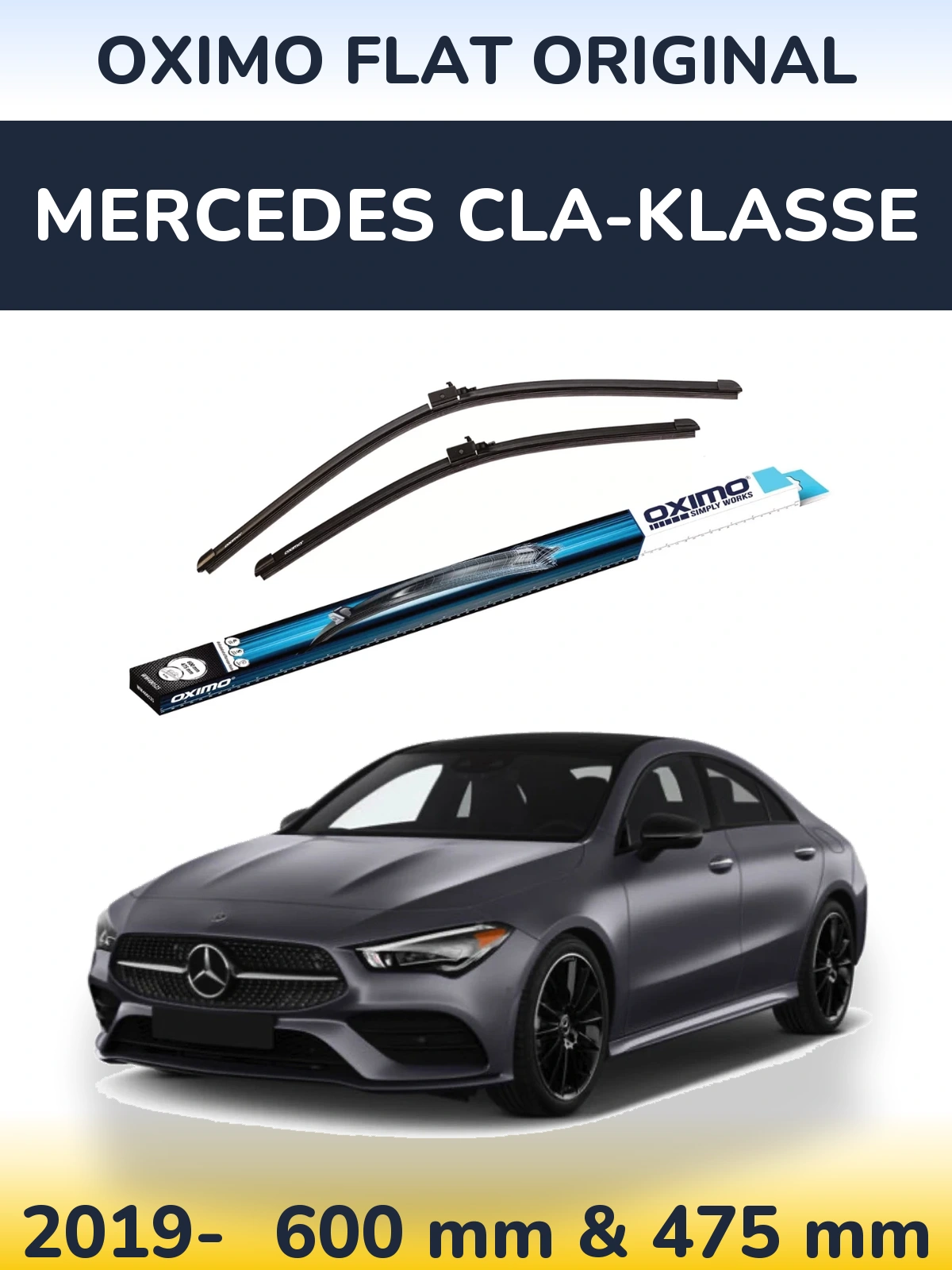 Комплект передніх щіток Oximo Flat Original 600 & 475 мм для Mercedes CLA-Klasse 2019-2026