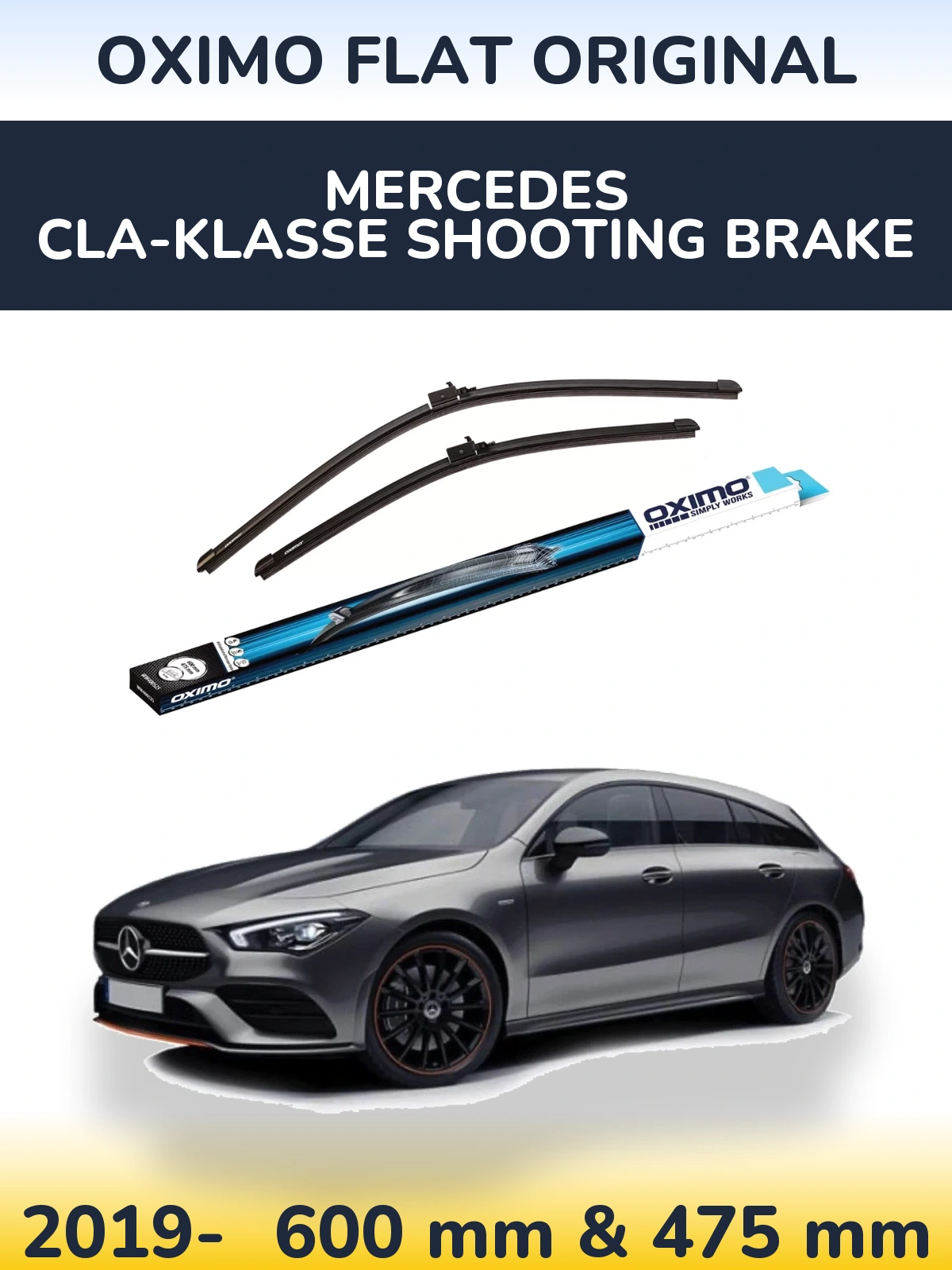 Комплект передніх щіток Oximo Flat Original 600 & 475 мм для Mercedes CLA-Klasse Shooting Brake 2019-2026