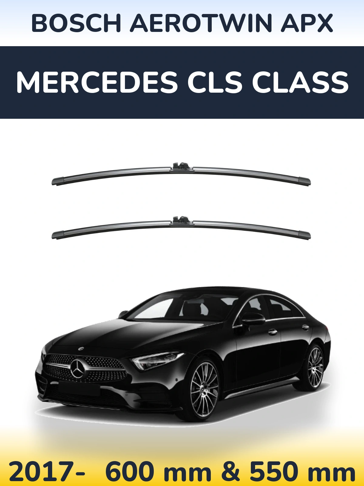 Комплект передних дворников BOSCH AeroTwin APX 600 & 550 мм для Mercedes CLS Class 2017-2026