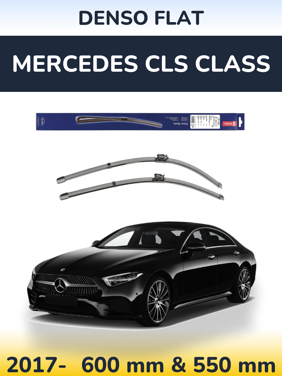 Комплект передних дворников Denso Flat 600 & 550 мм для Mercedes CLS Class 2017-2026