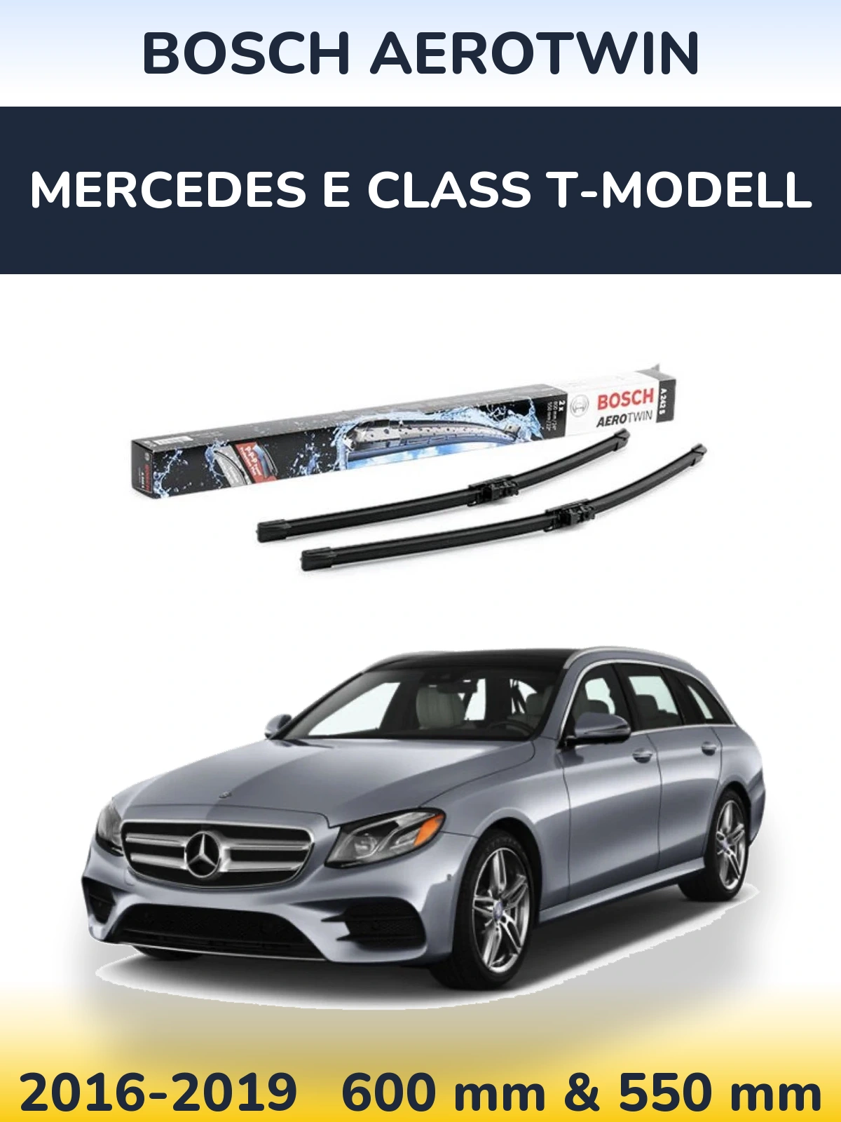 Комплект передних дворников BOSCH AeroTwin 600 & 550 мм для Mercedes E Class T-Модельl 2016-2019