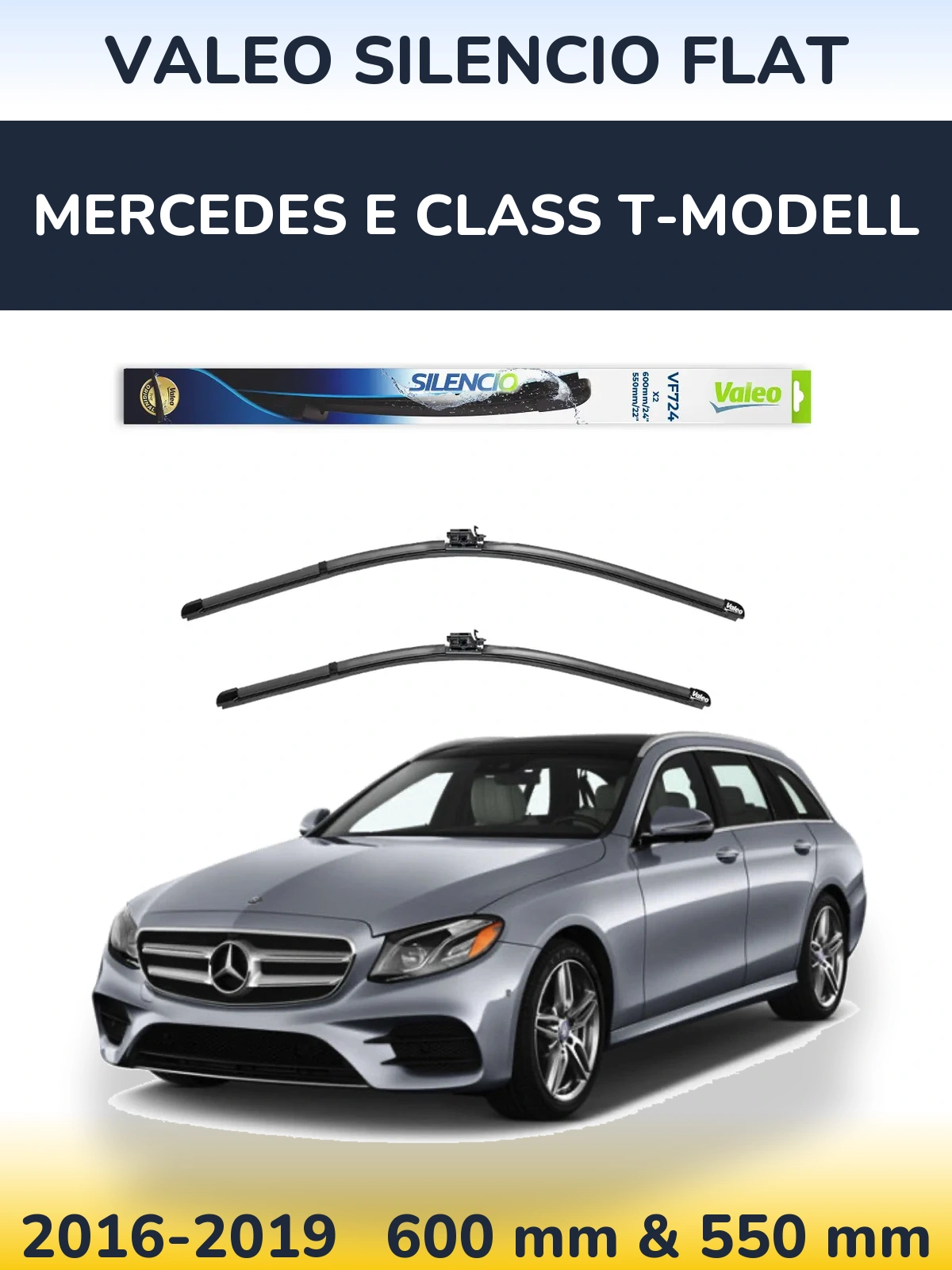 Komplet przednich wycieraczek Valeo Silencio Flat 600 & 550 mm do Mercedes Klasa E T-Modell 2016-2019