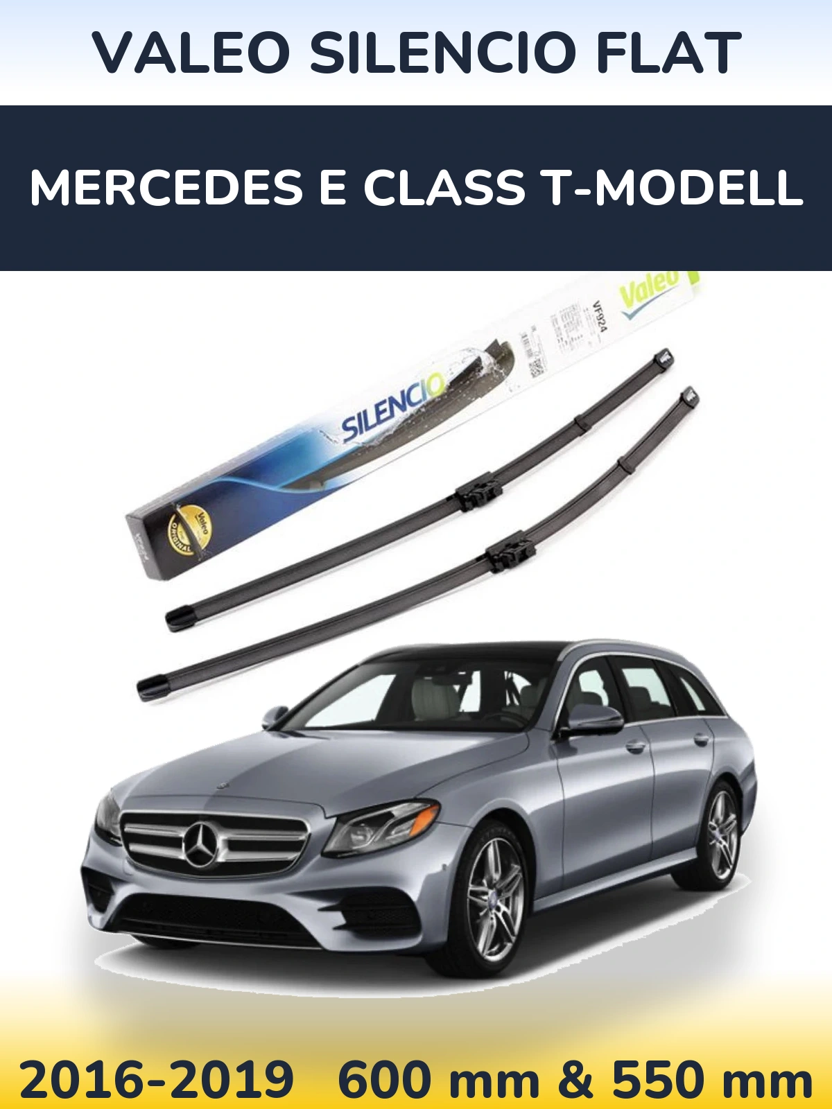 Komplet przednich wycieraczek Valeo Silencio Flat 600 & 550 mm do Mercedes Klasa E T-Modell 2016-2019