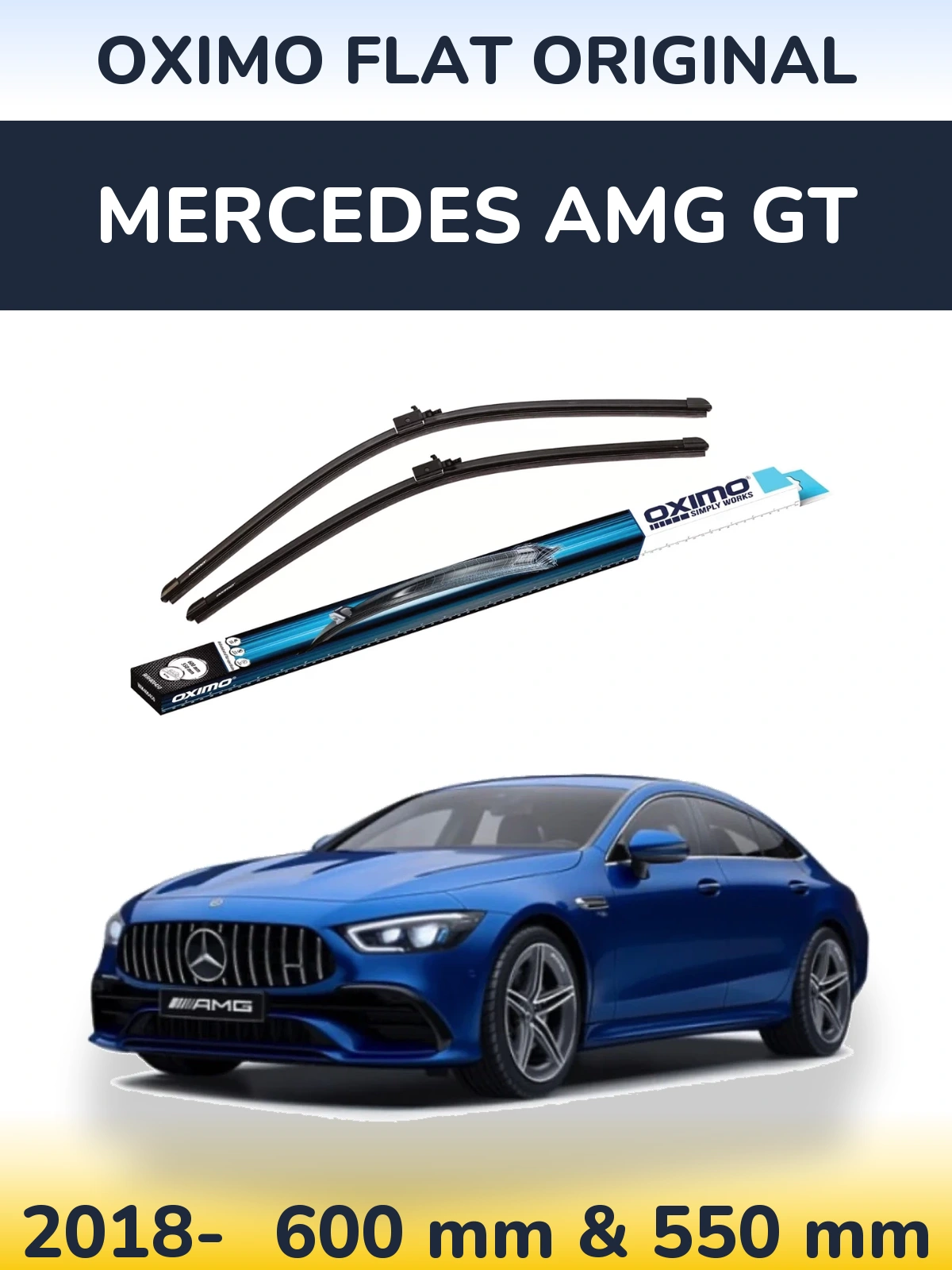 Front wiper blade set Oximo Flat Original 600 & 550 mm for Mercedes AMG GT 2018-2026