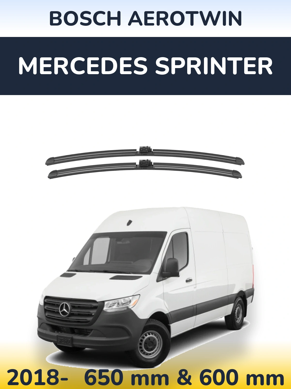 Комплект передних дворников BOSCH AeroTwin 650 & 600 мм для Mercedes Sprinter 2018-2026