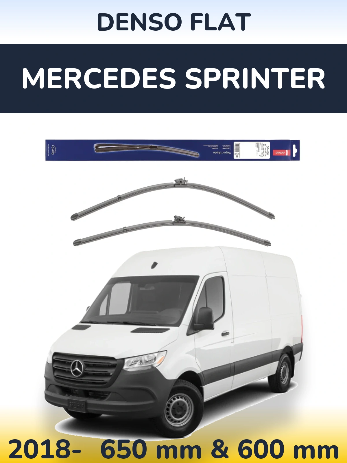 Комплект передних дворников Denso Flat 650 & 600 мм для Mercedes Sprinter 2018-2026