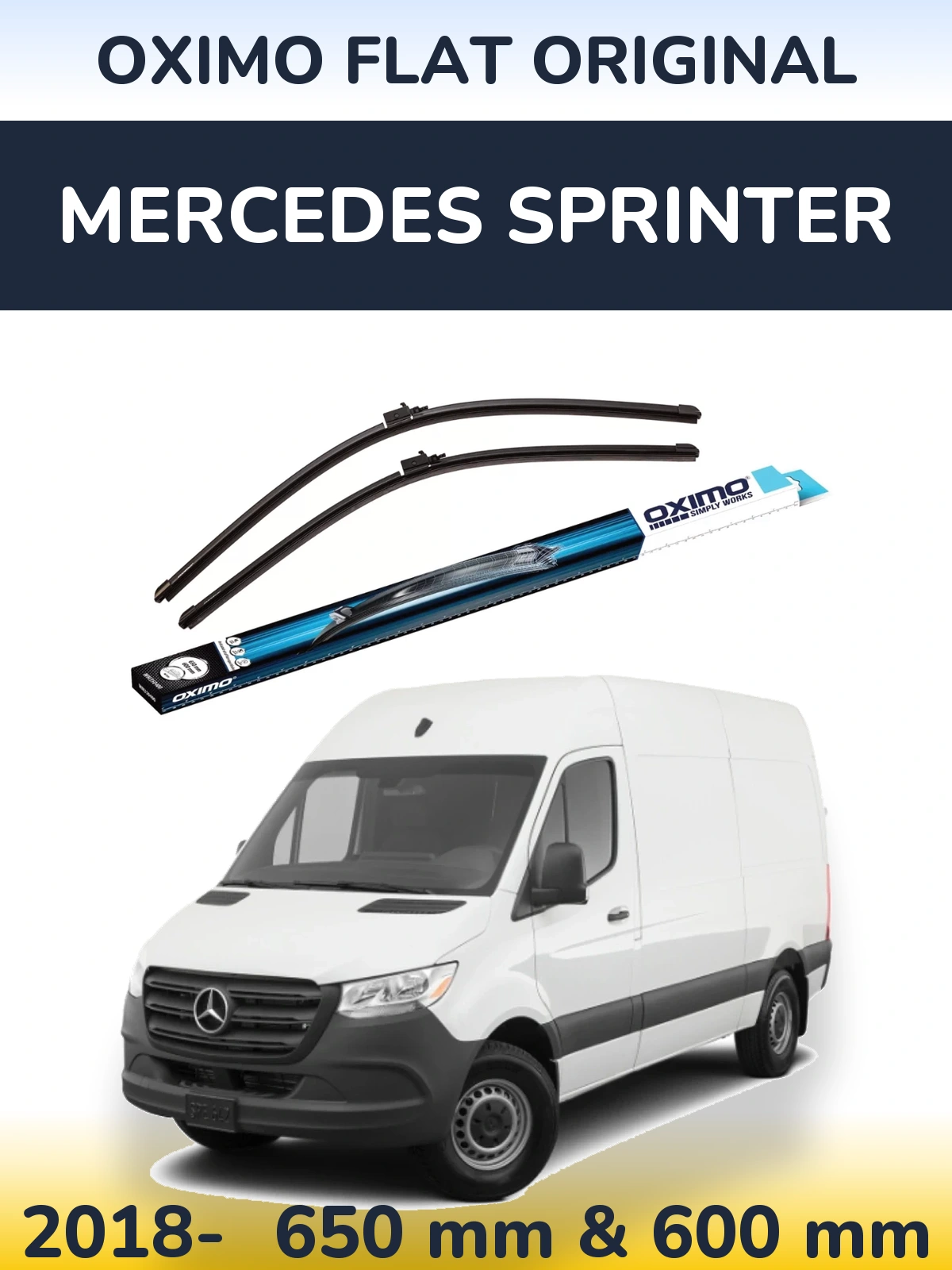 Komplet przednich wycieraczek Oximo Flat Original 650 & 600 mm do Mercedes Sprinter 2018-2026