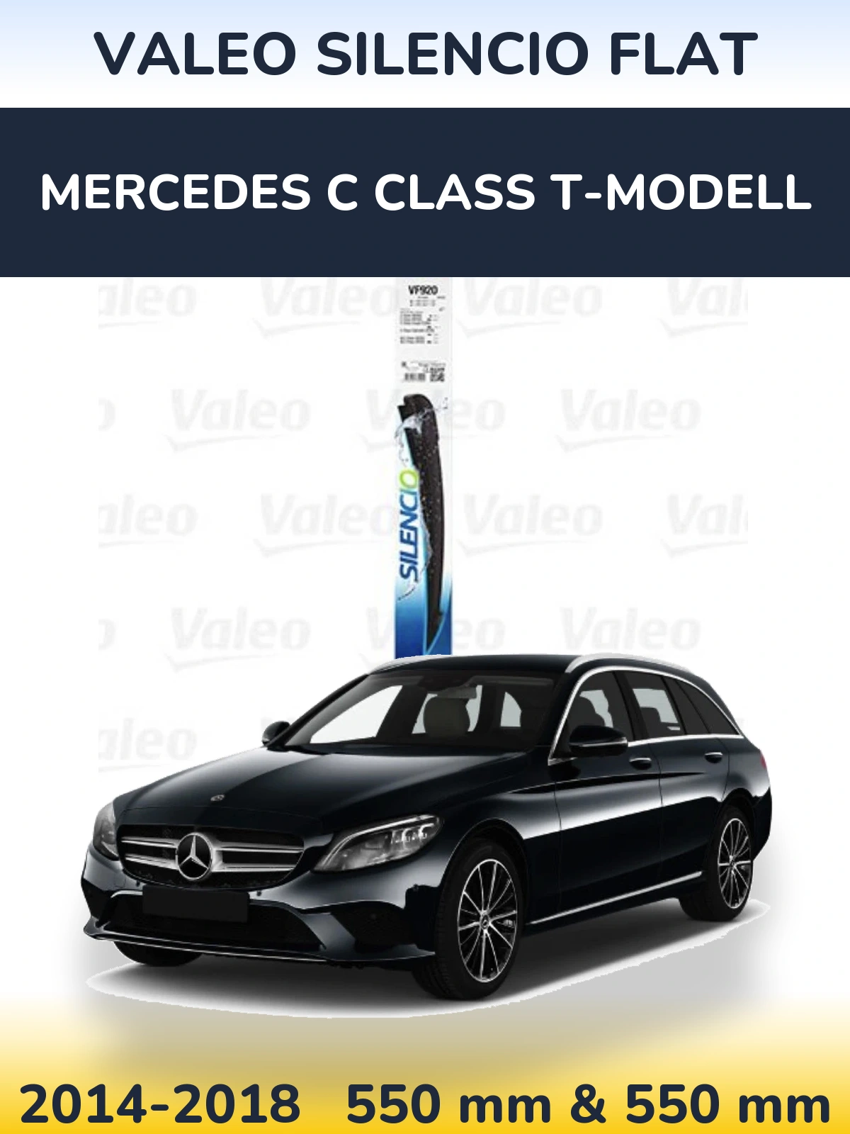Komplet przednich wycieraczek Valeo Silencio Flat 550 & 550 mm do Mercedes Klasa C T-Modell 2014-2018