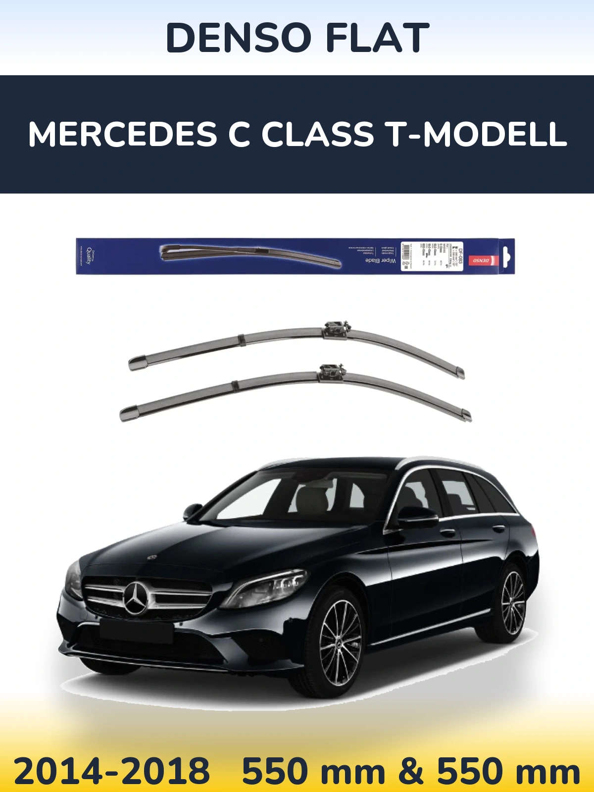 Комплект передніх щіток Denso Flat 550 & 550 мм для Mercedes C Class T-Модельl 2014-2018