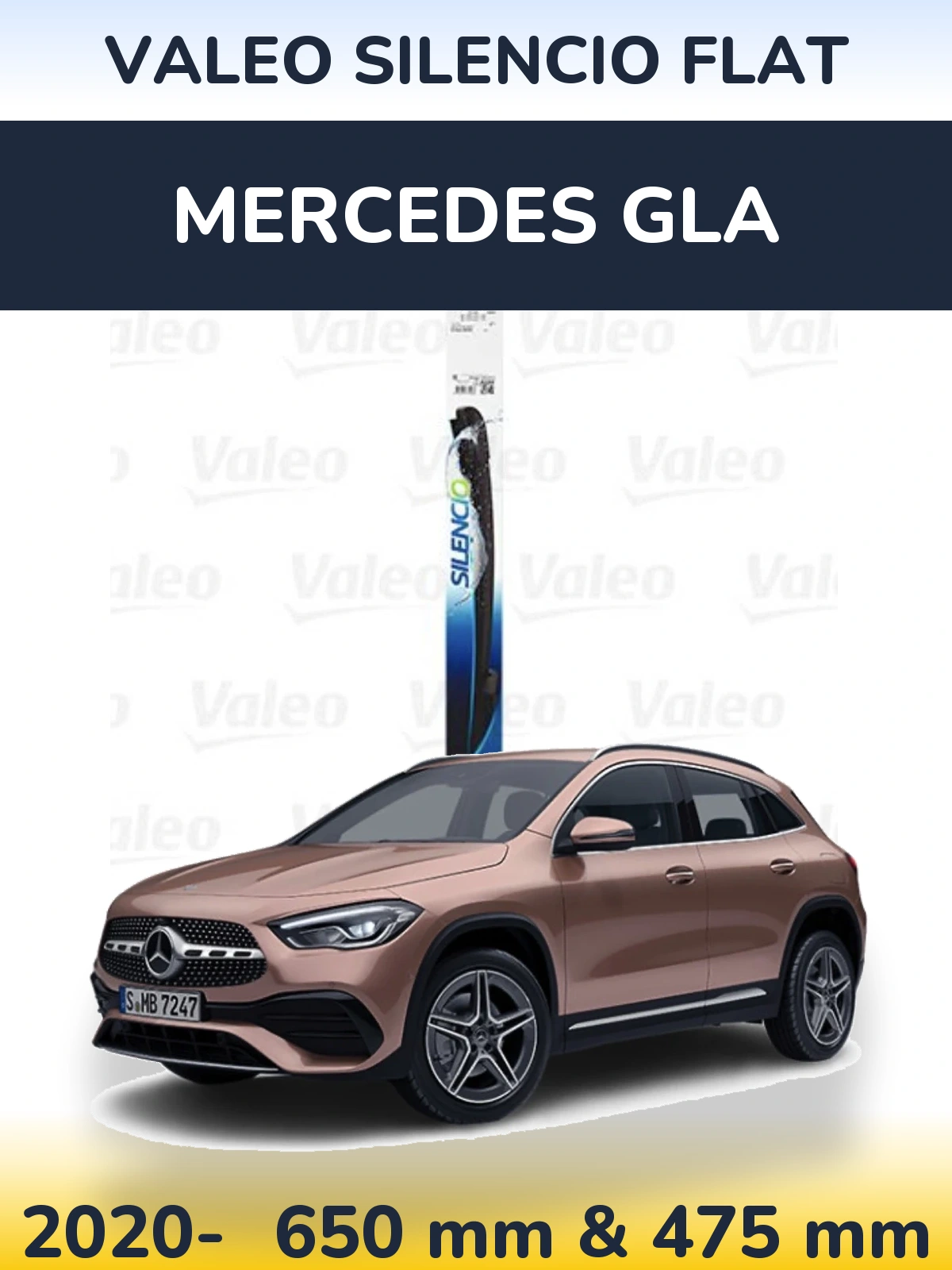 Komplet przednich wycieraczek Valeo Silencio Flat 650 & 475 mm do Mercedes GLA 2020-2026