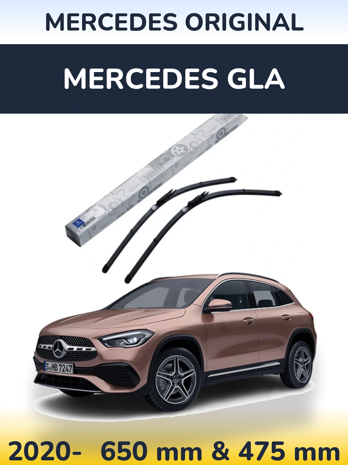 Front wiper blade set Mercedes OEM Mercedes Original 650 & 475 mm for Mercedes GLA 2020-2026