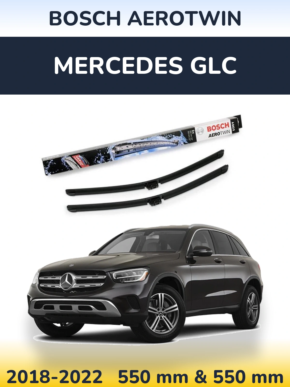 Комплект передних дворников BOSCH AeroTwin 550 & 550 мм для Mercedes GLC 2018-2022