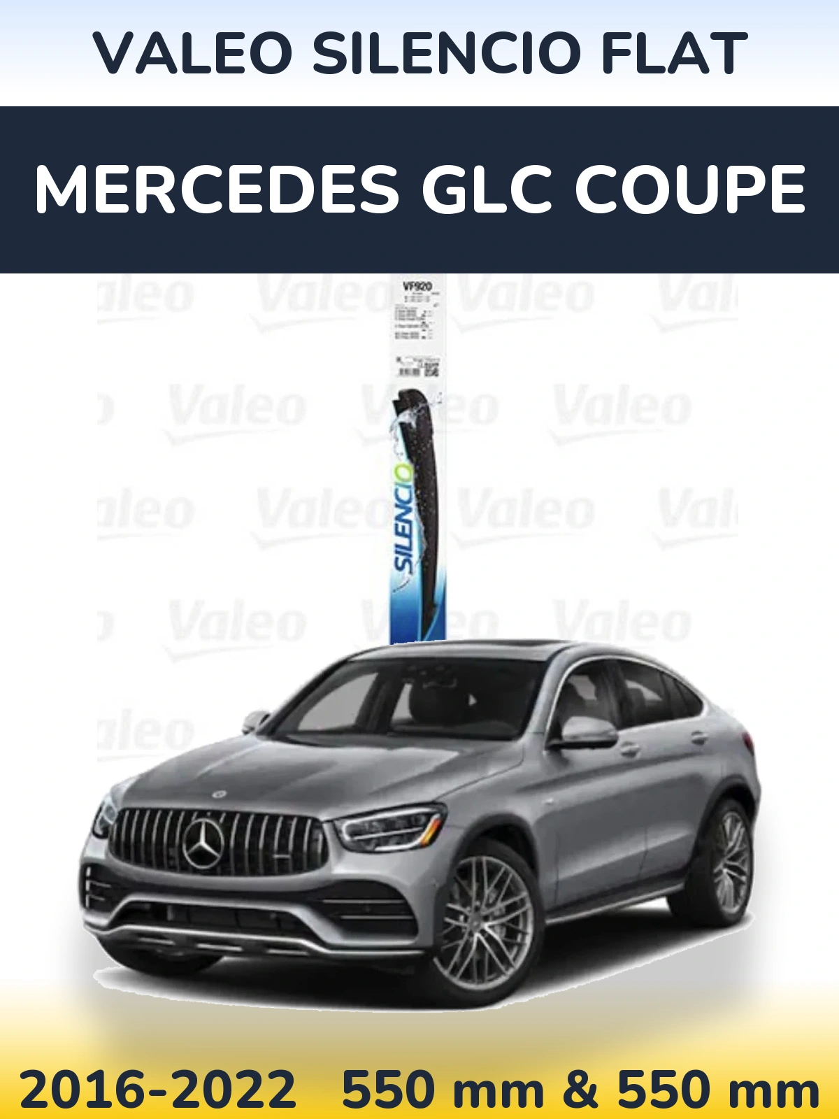 Front wiper blade set Valeo Silencio Flat 550 & 550 mm for Mercedes GLC Coupe 2016-2022