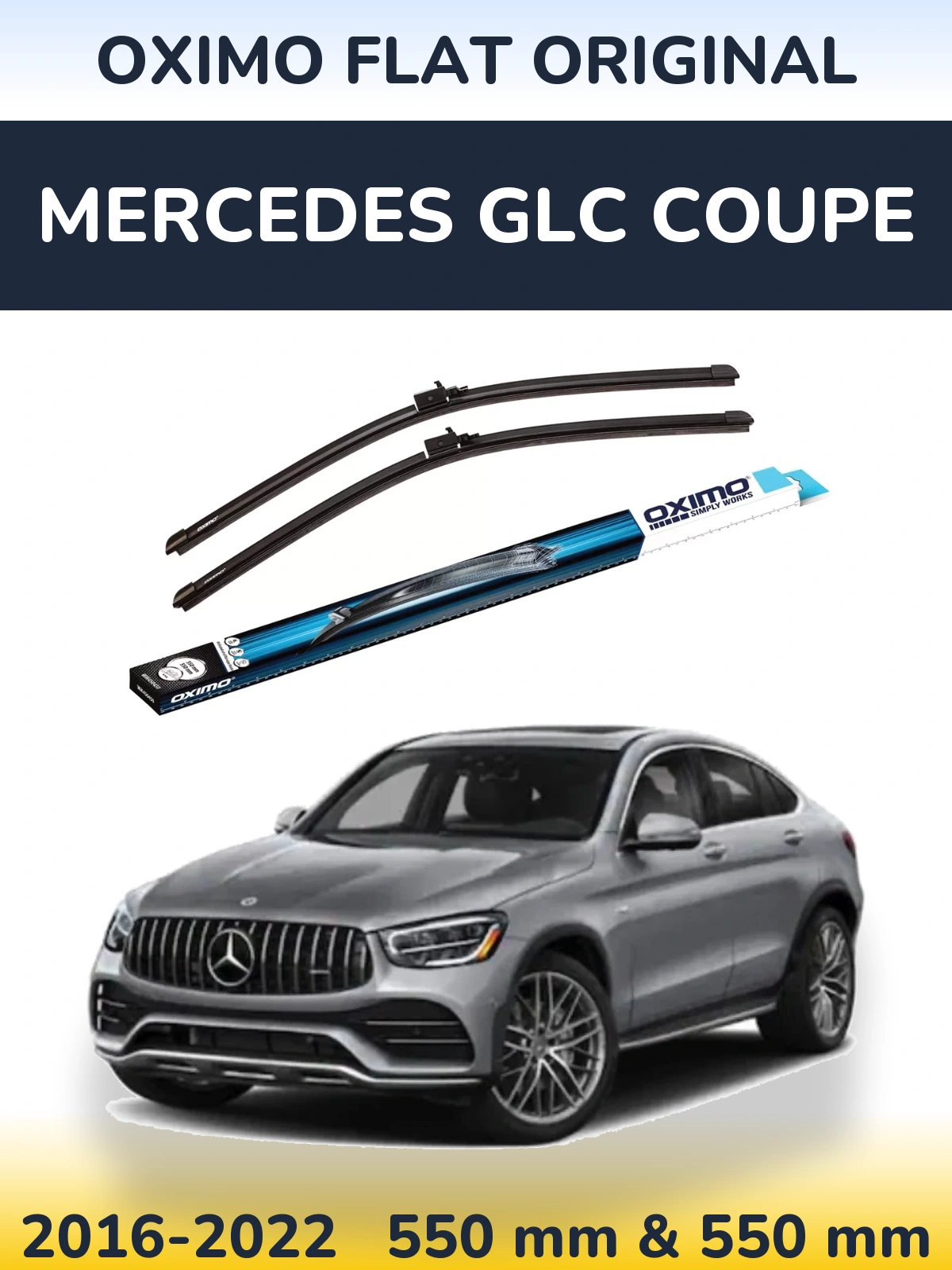 Front wiper blade set Oximo Flat Original 550 & 550 mm for Mercedes GLC Coupe 2016-2022