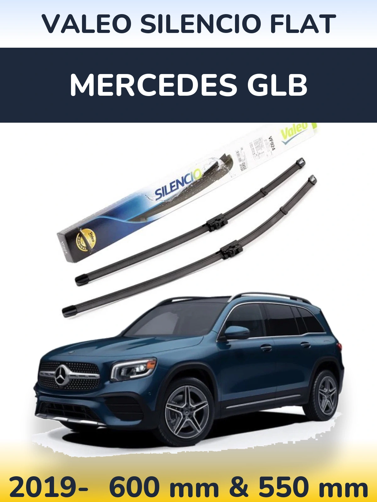 Комплект передних дворников Valeo Silencio Flat 600 & 550 мм для Mercedes GLB 2019-2026