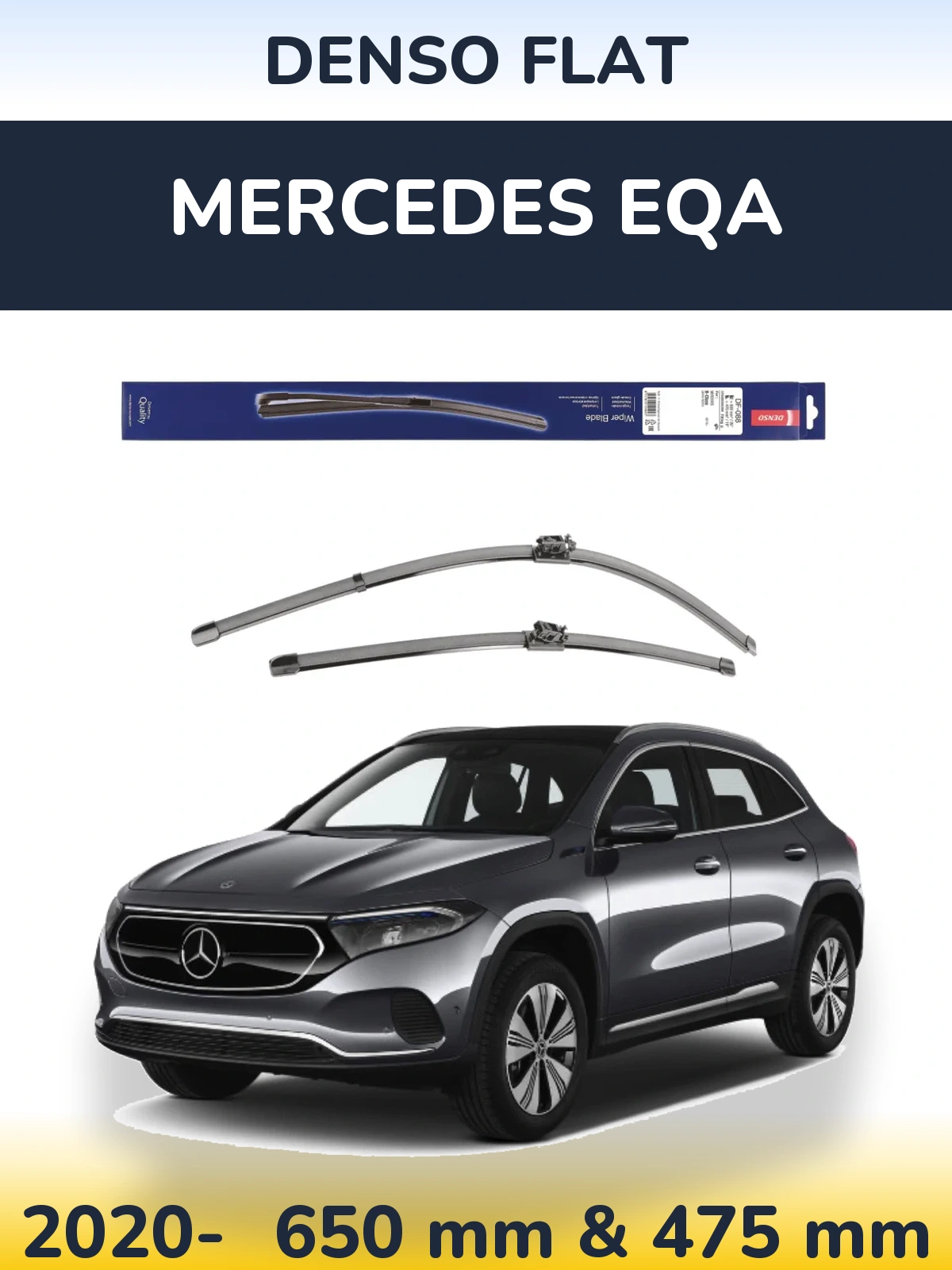Комплект передніх щіток Denso Flat 650 & 475 мм для Mercedes EQA 2020-2026