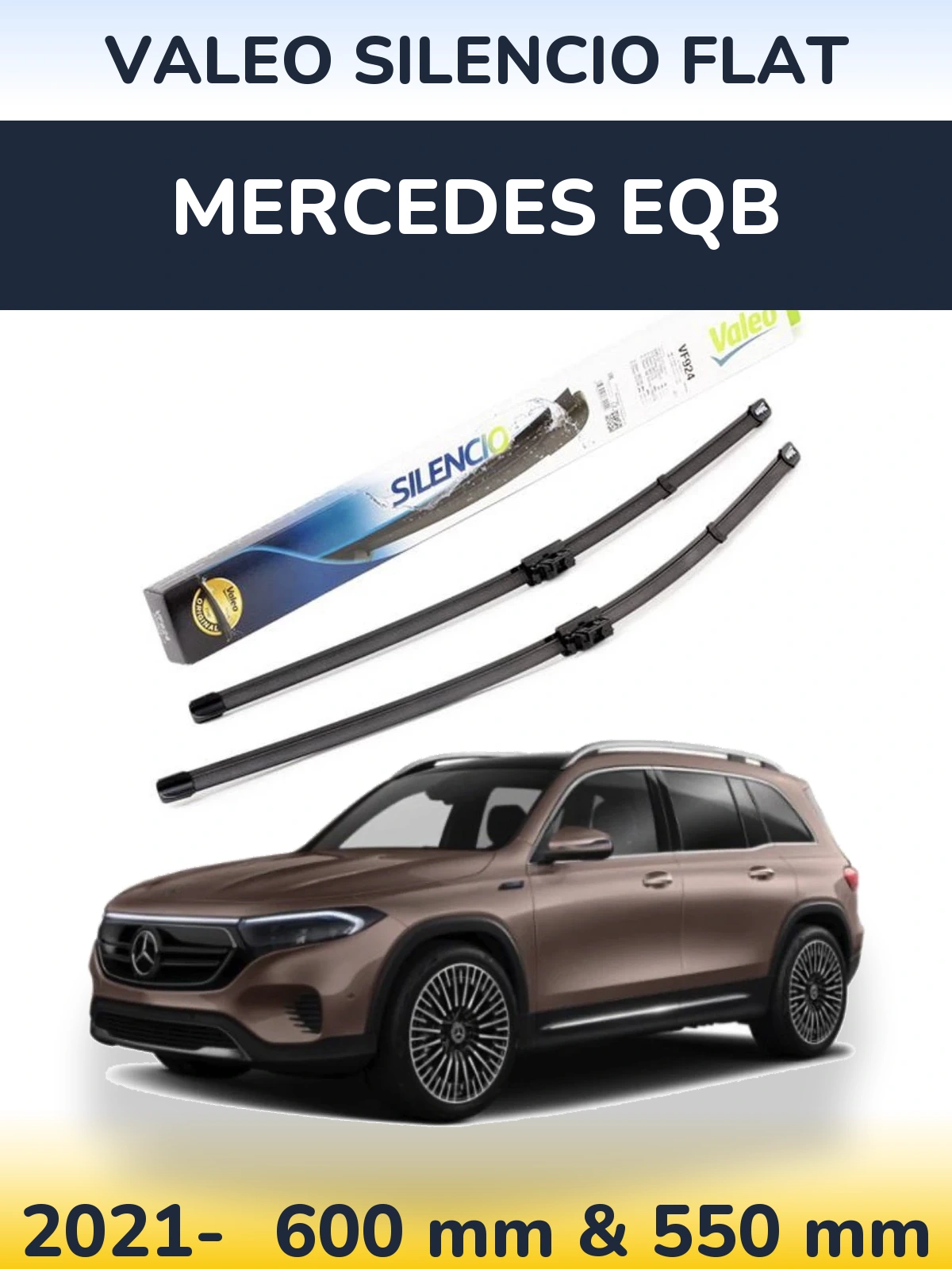 Komplet przednich wycieraczek Valeo Silencio Flat 600 & 550 mm do Mercedes EQB 2021-2026