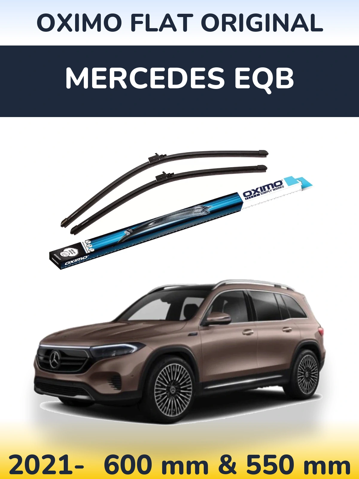 Комплект передніх щіток Oximo Flat Original 600 & 550 мм для Mercedes EQB 2021-2026