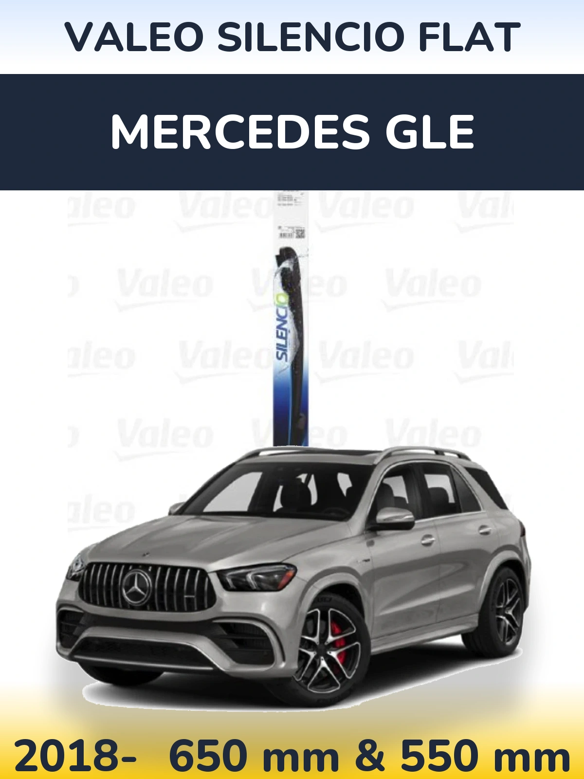 Front wiper blade set Valeo Silencio Flat 650 & 550 mm for Mercedes GLE 2018-2026