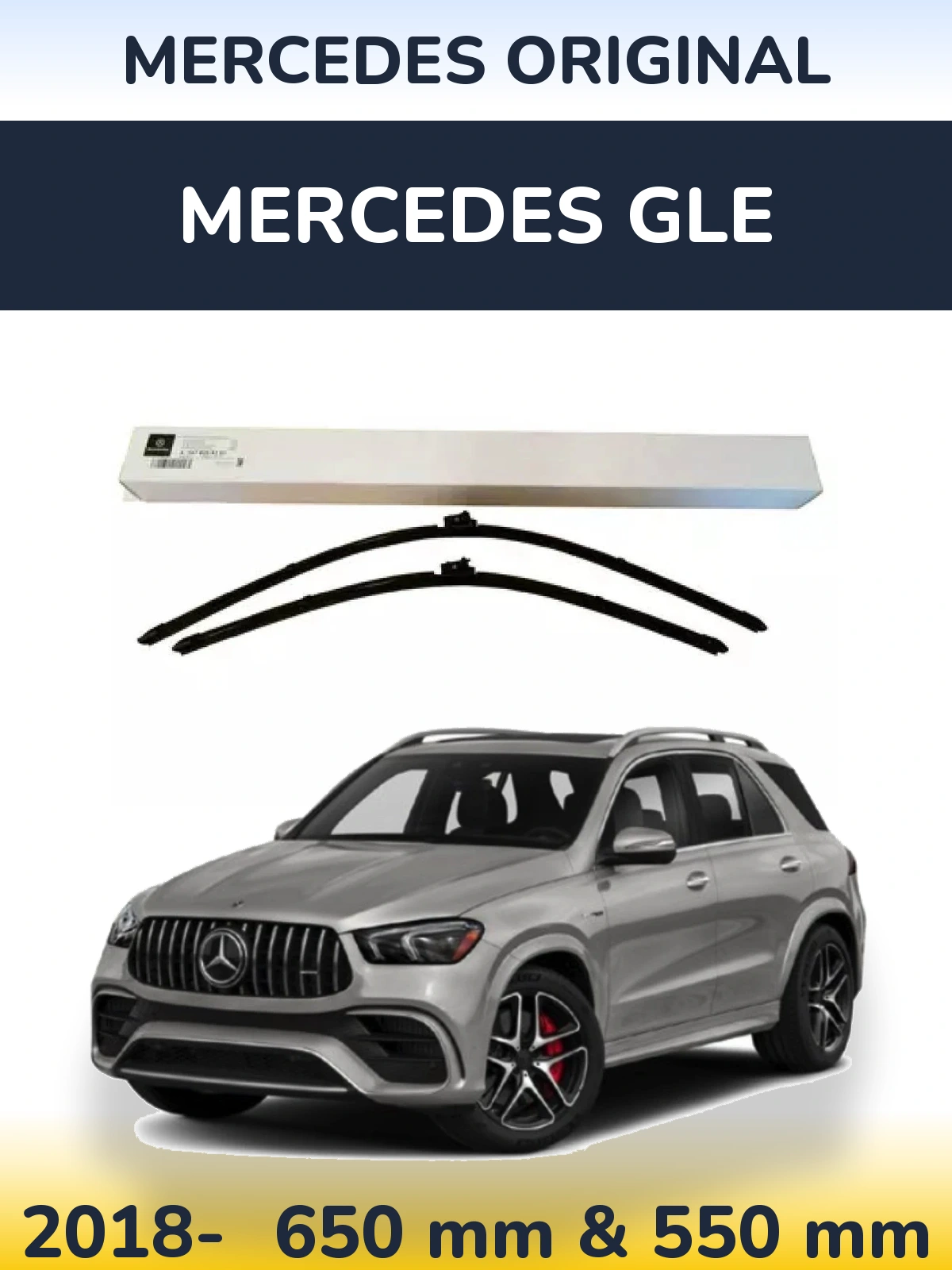 Front wiper blade set Mercedes OEM Mercedes Original 650 & 550 mm for Mercedes GLE 2018-2026