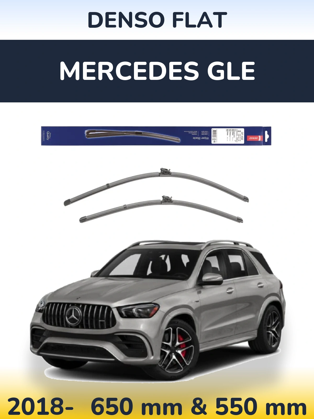 Комплект передних дворников Denso Flat 650 & 550 мм для Mercedes GLE 2018-2026