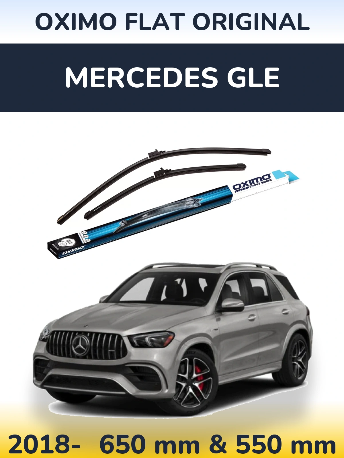 Комплект передніх щіток Oximo Flat Original 650 & 550 мм для Mercedes GLE 2018-2026