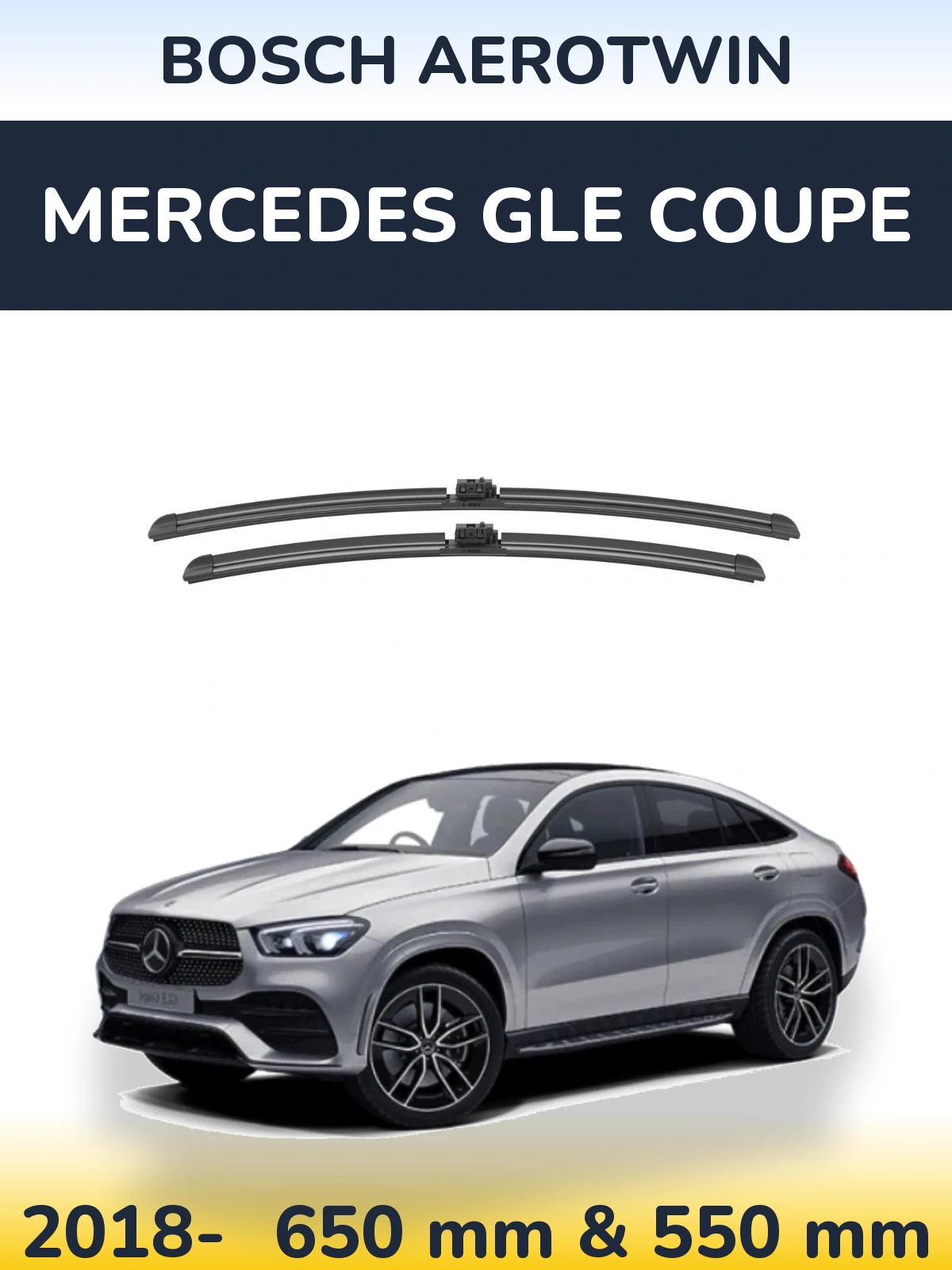 Front wiper blade set BOSCH AeroTwin 650 & 550 mm for Mercedes GLE Coupe 2018-2026