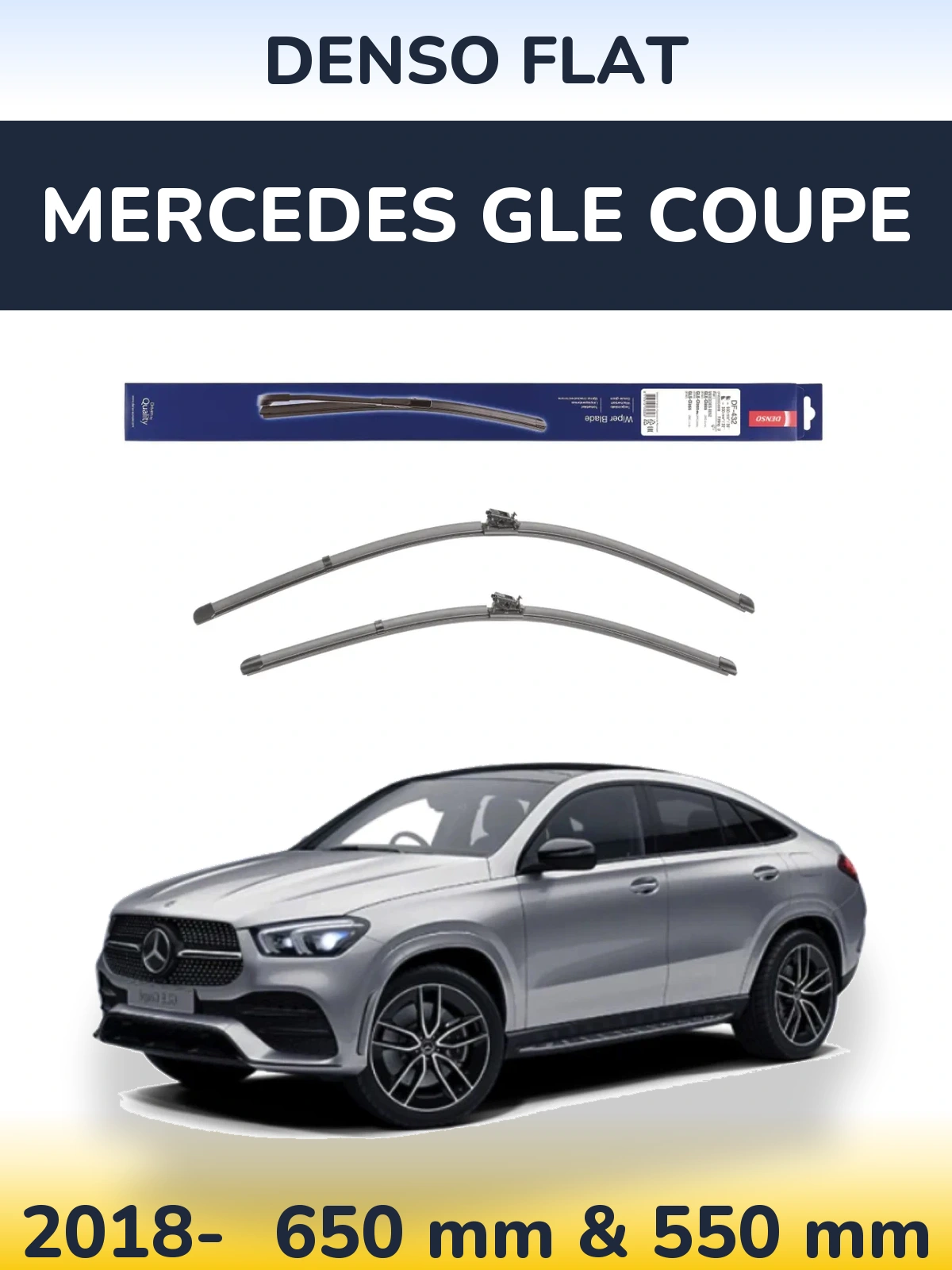 Front wiper blade set Denso Flat 650 & 550 mm for Mercedes GLE Coupe 2018-2026