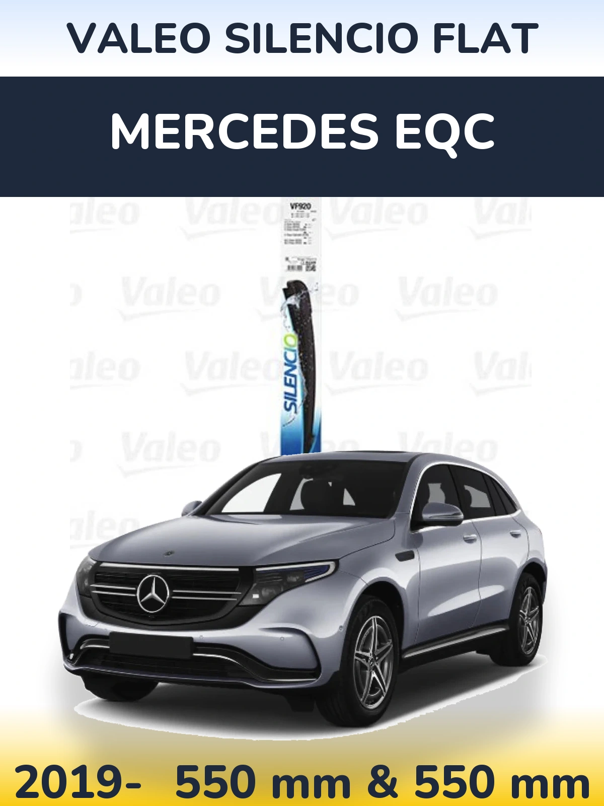Front wiper blade set Valeo Silencio Flat 550 & 550 mm for Mercedes EQC 2019-2026