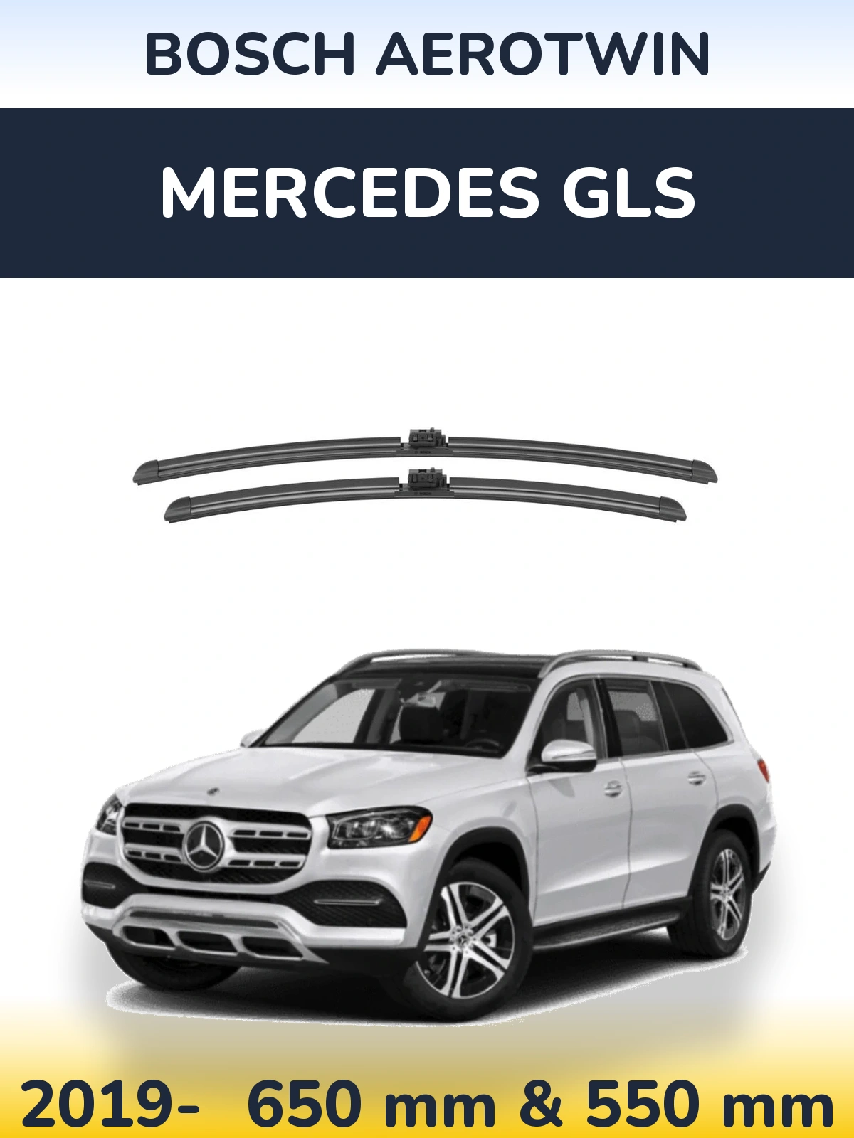 Front wiper blade set BOSCH AeroTwin 650 & 550 mm for Mercedes GLS 2019-2026