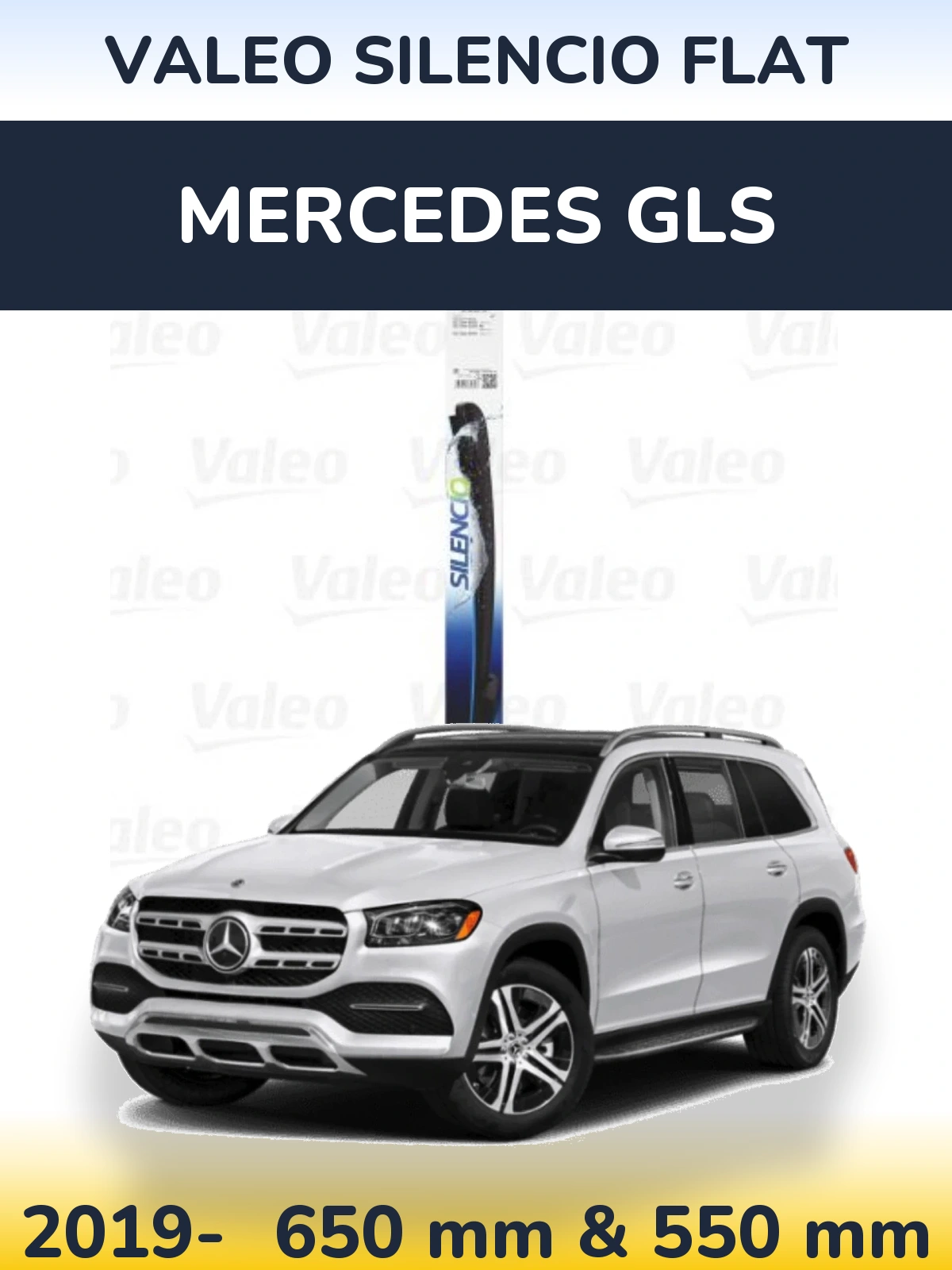 Комплект передних дворников Valeo Silencio Flat 650 & 550 мм для Mercedes GLS 2019-2026