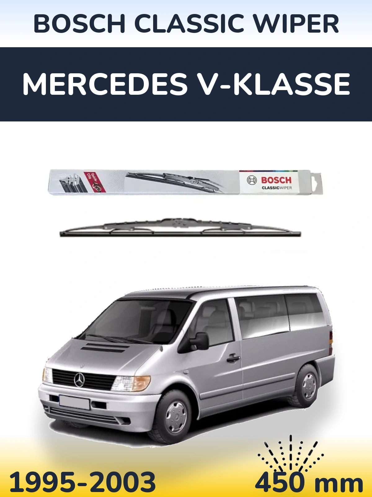 Задня щітка BOSCH Classic Wiper 450 мм для Mercedes V-Klasse 1995-2003