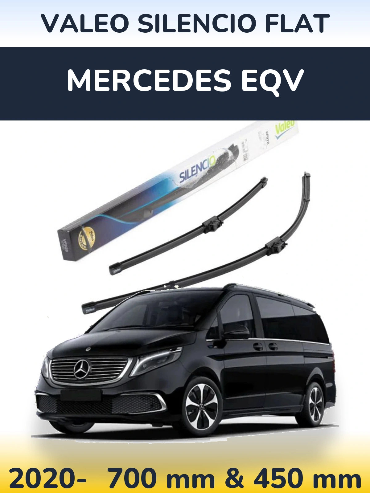 Комплект передних дворников Valeo Silencio Flat 700 & 450 мм для Mercedes EQV 2020-2026