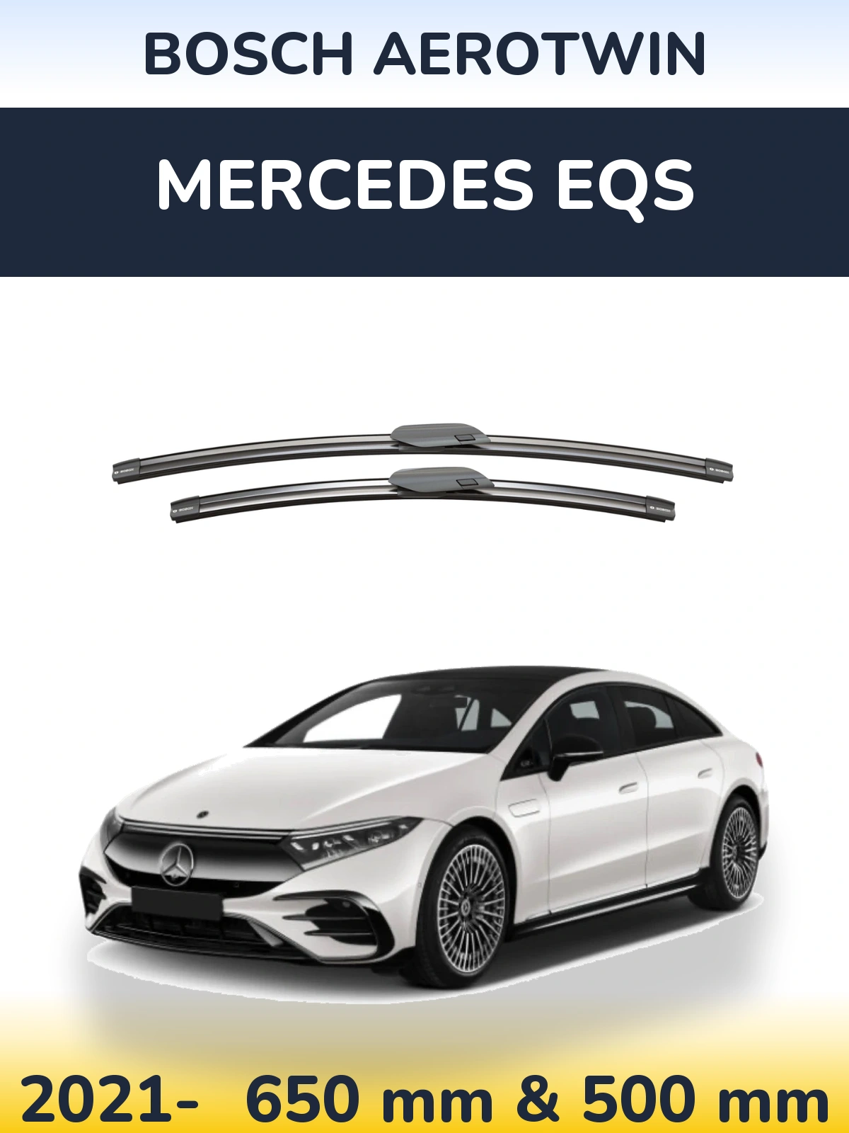 Front wiper blade set BOSCH AeroTwin 650 & 500 mm for Mercedes EQS 2021-2026