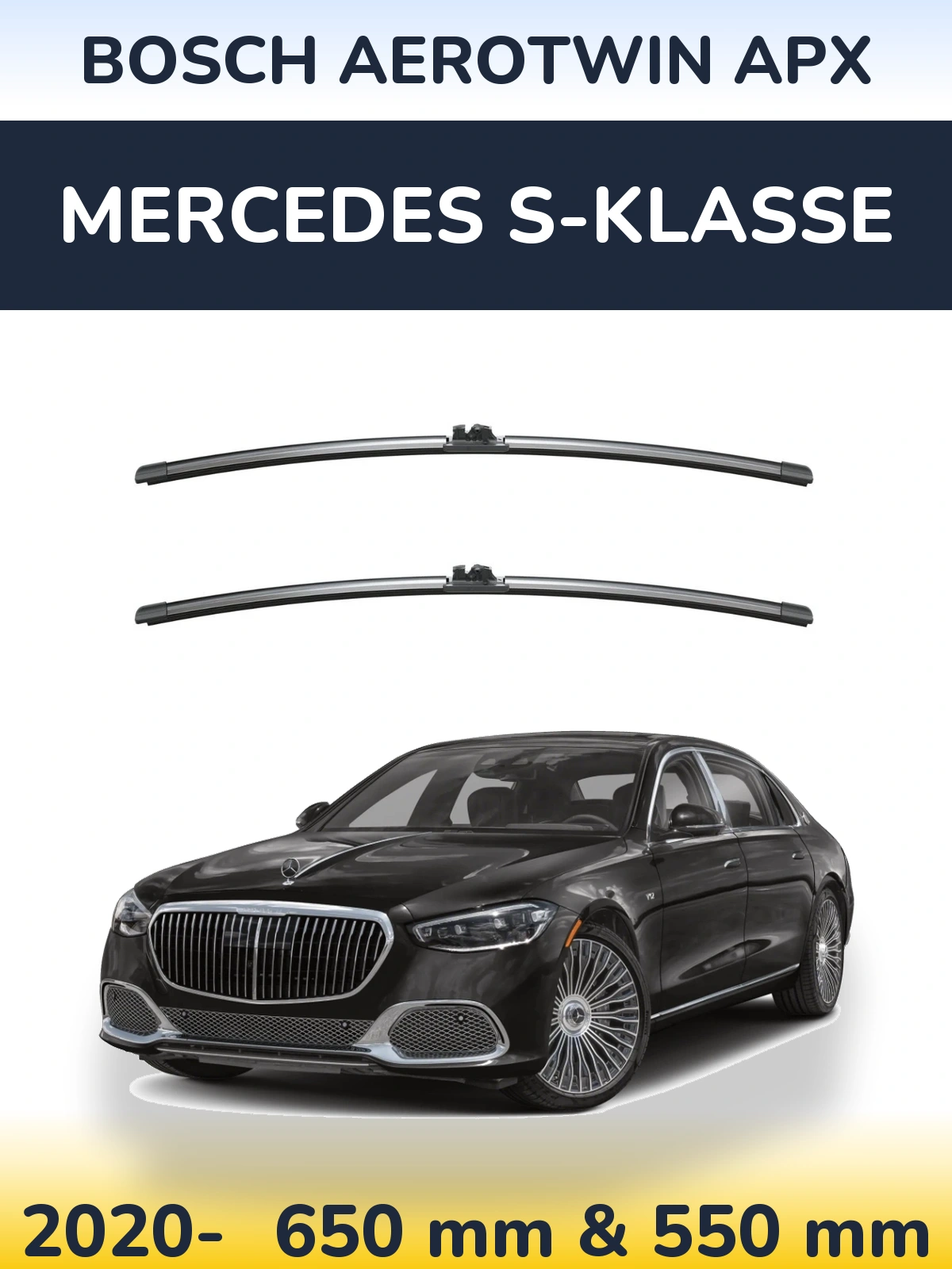 Комплект передніх щіток BOSCH AeroTwin APX 650 & 550 мм для Mercedes S-Klasse 2020-2026
