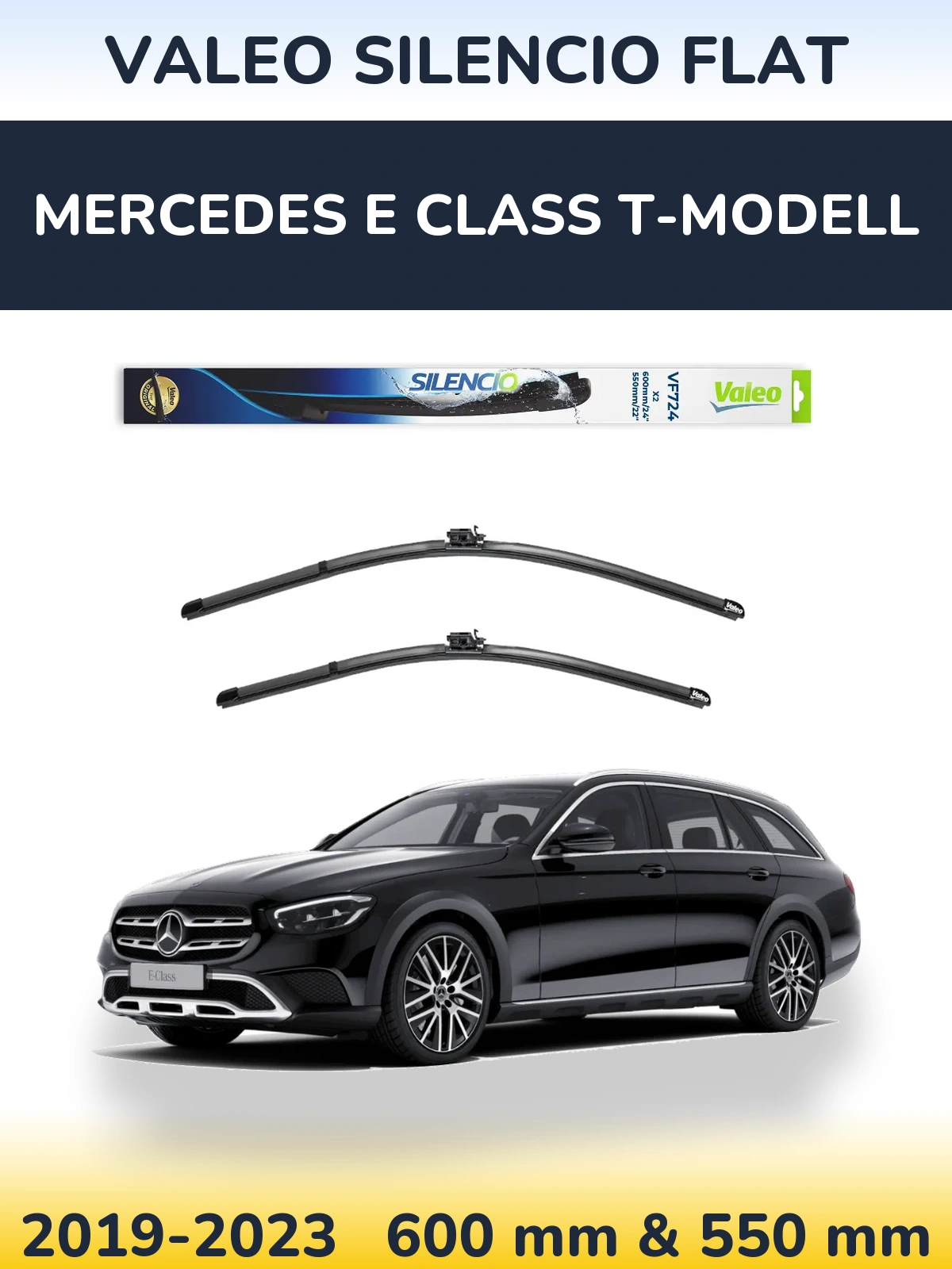 Komplet przednich wycieraczek Valeo Silencio Flat 600 & 550 mm do Mercedes Klasa E T-Modell 2019-2023