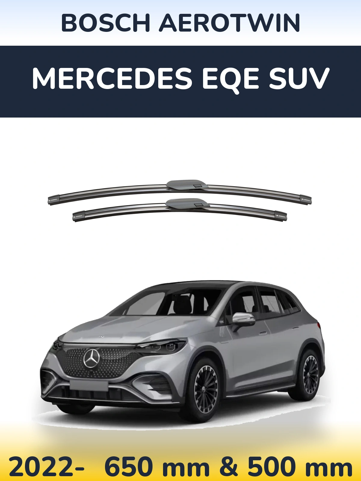 Комплект передніх щіток BOSCH AeroTwin 650 & 500 мм для Mercedes EQE SUV 2022-2026