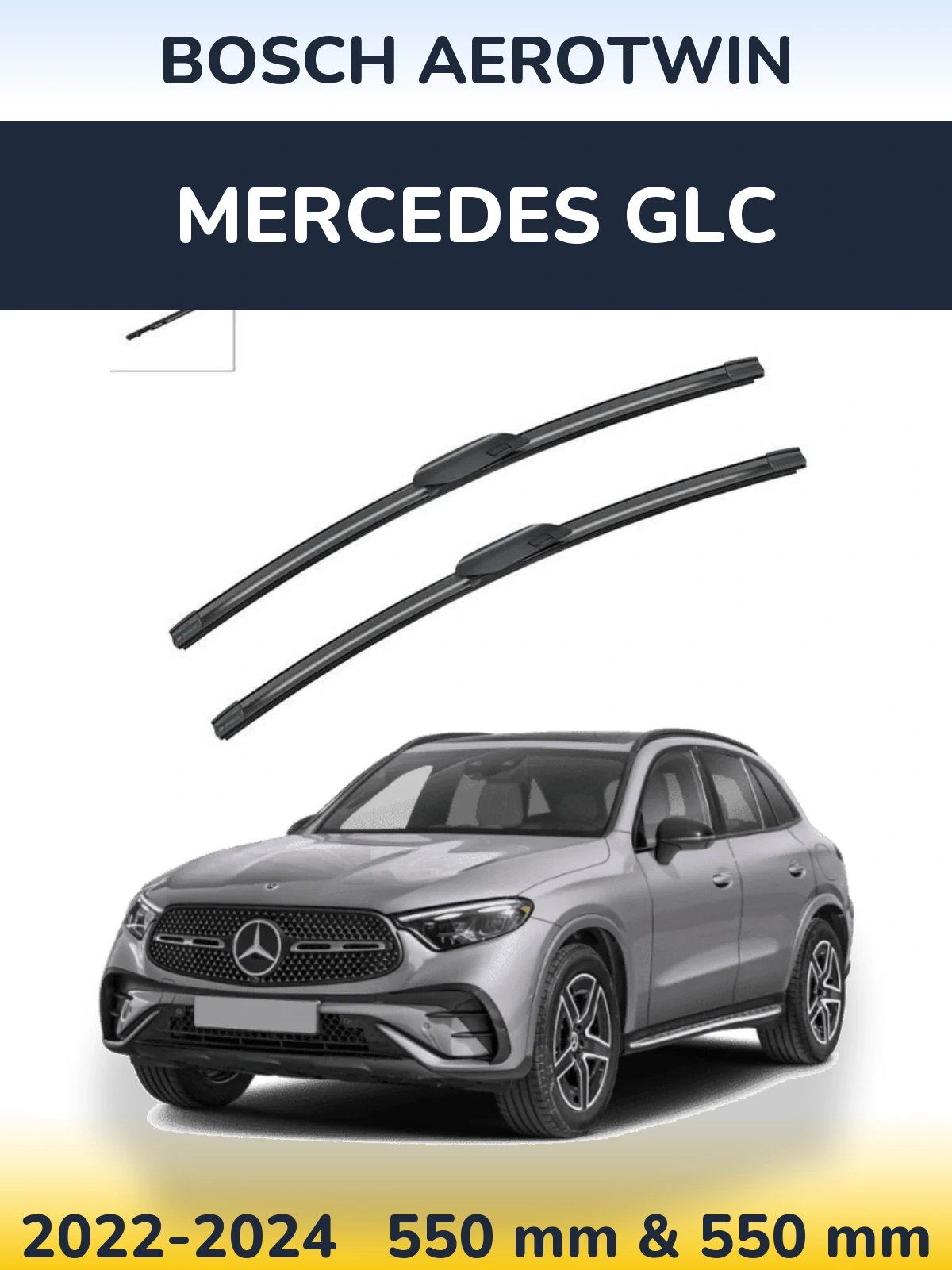 Front wiper blade set BOSCH AeroTwin 550 & 550 mm for Mercedes GLC 2022-2024