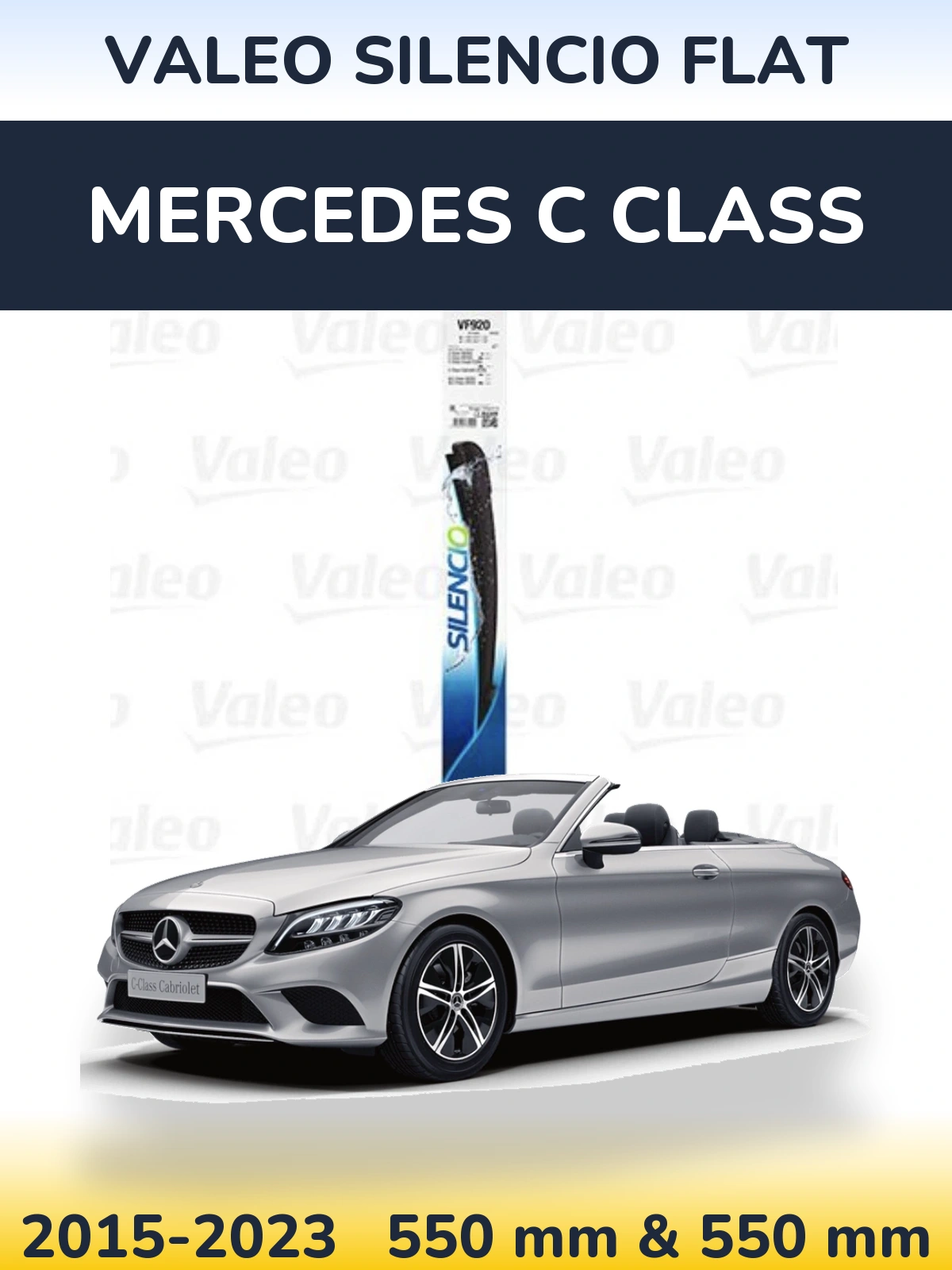 Komplet przednich wycieraczek Valeo Silencio Flat 550 & 550 mm do Mercedes Klasa C 2015-2023