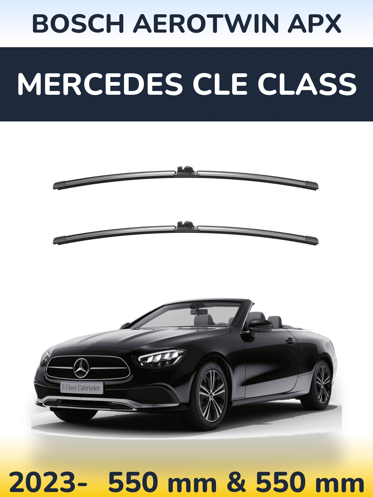 Front wiper blade set BOSCH AeroTwin APX 550 & 550 mm for Mercedes CLE Class 2023-2026