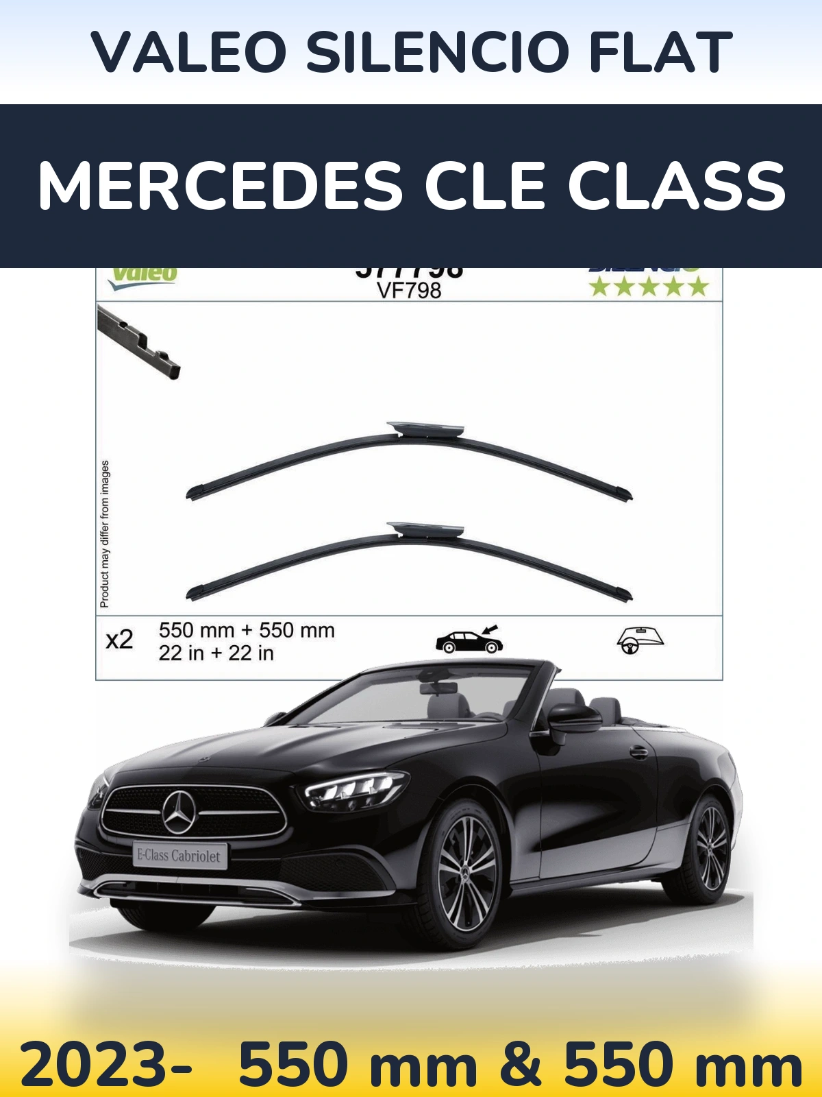 Комплект передних дворников Valeo Silencio Flat 550 & 550 мм для Mercedes CLE Class 2023-2026