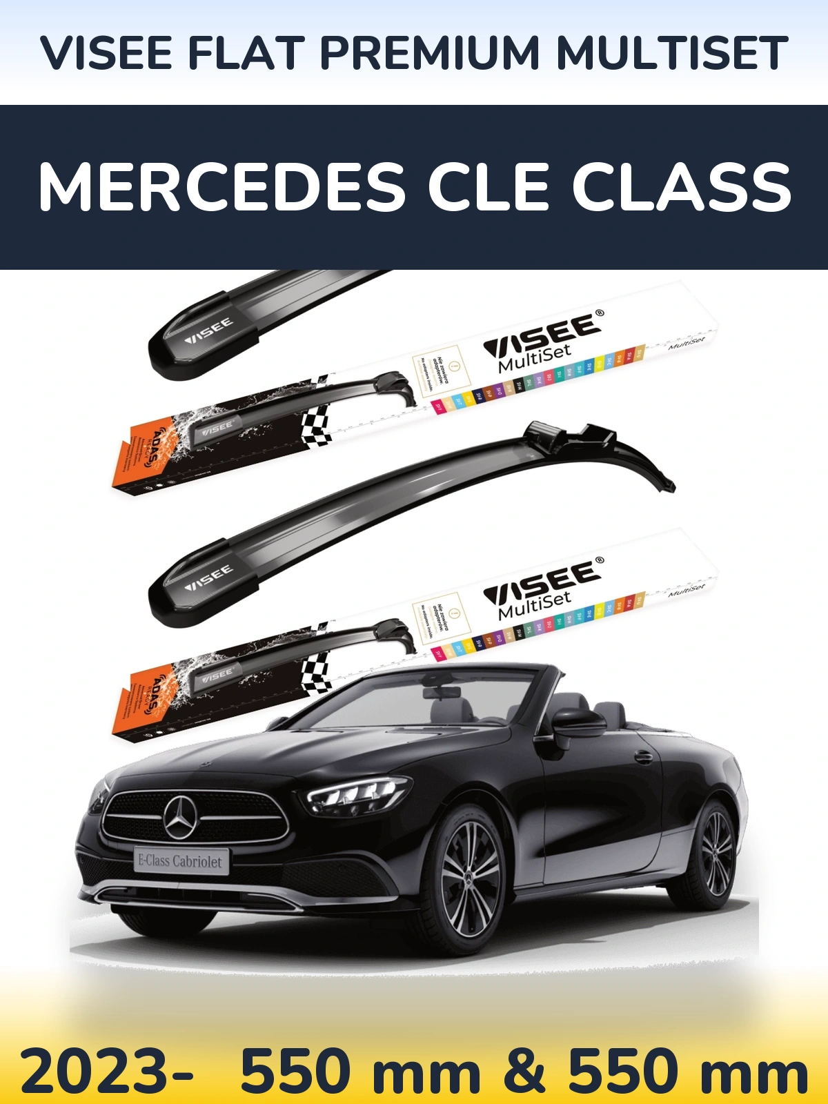 Front wiper blade set VISEE FLAT PREMIUM MultiSet 550 & 550 mm for Mercedes CLE Class 2023-2026