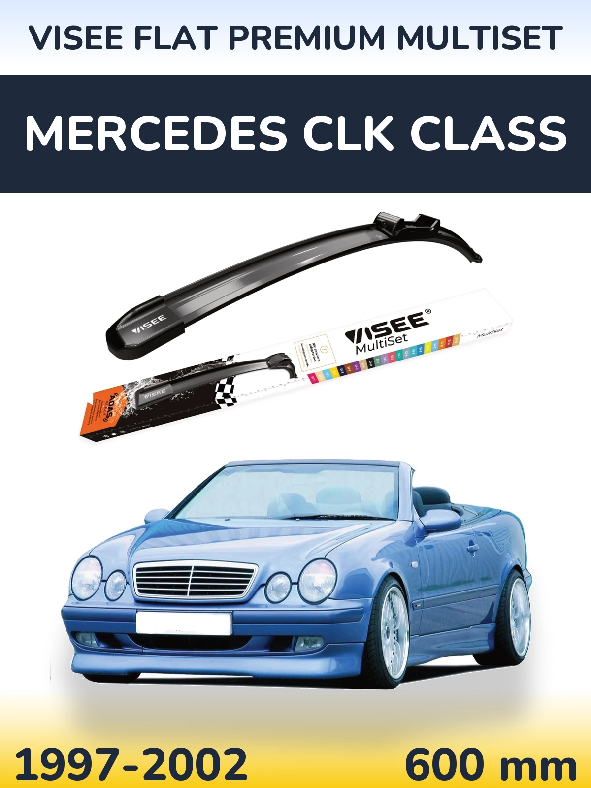 Передня щітка VISEE FLAT PREMIUM MultiSet 600 мм для Mercedes CLK Class 1997-2002