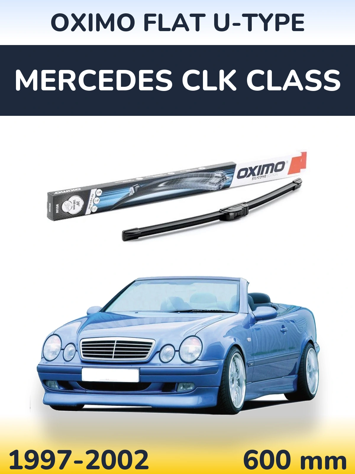 Передня щітка Oximo Flat U-type 600 мм для Mercedes CLK Class 1997-2002