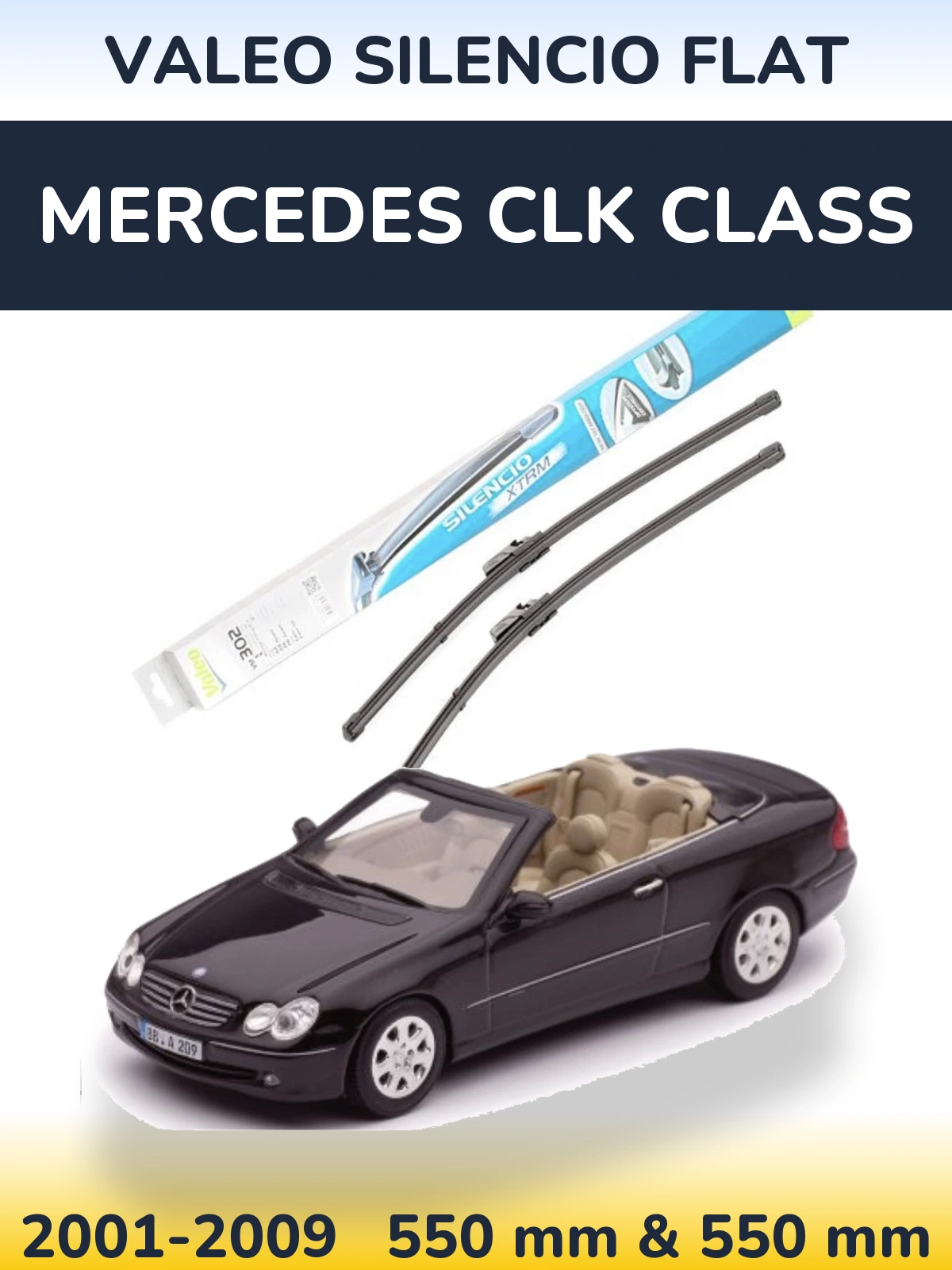 Комплект передніх щіток Valeo Silencio Flat 550 & 550 мм для Mercedes CLK Class 2001-2009
