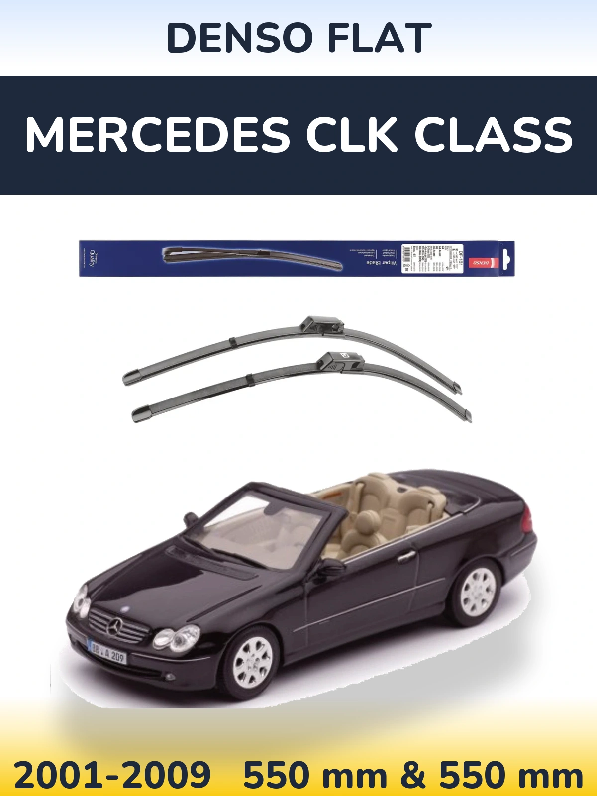 Комплект передних дворников Denso Flat 550 & 550 мм для Mercedes CLK Class 2001-2009