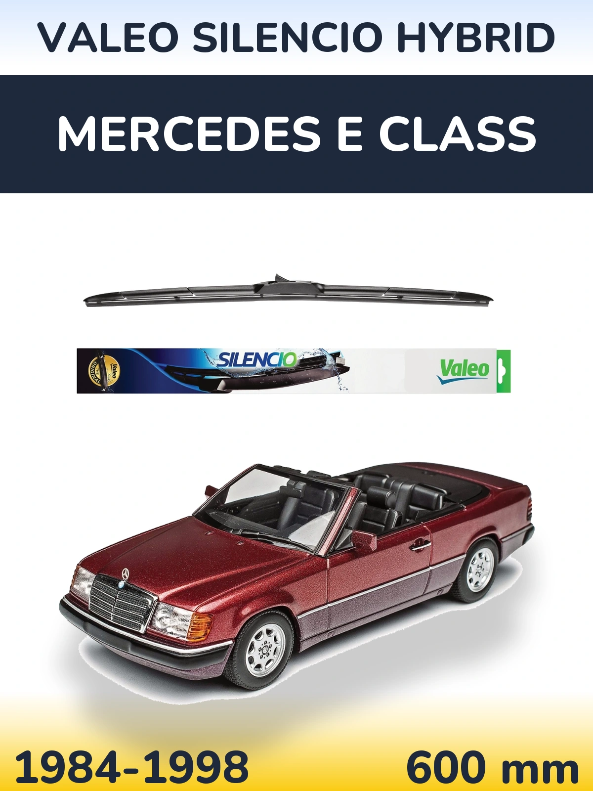 Front wiper blade Valeo Silencio Hybrid 600 mm for Mercedes E Class 1984-1998