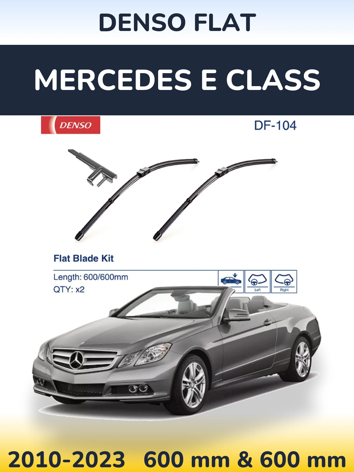 Komplet przednich wycieraczek Denso Flat 600 & 600 mm do Mercedes Klasa E 2010-2023