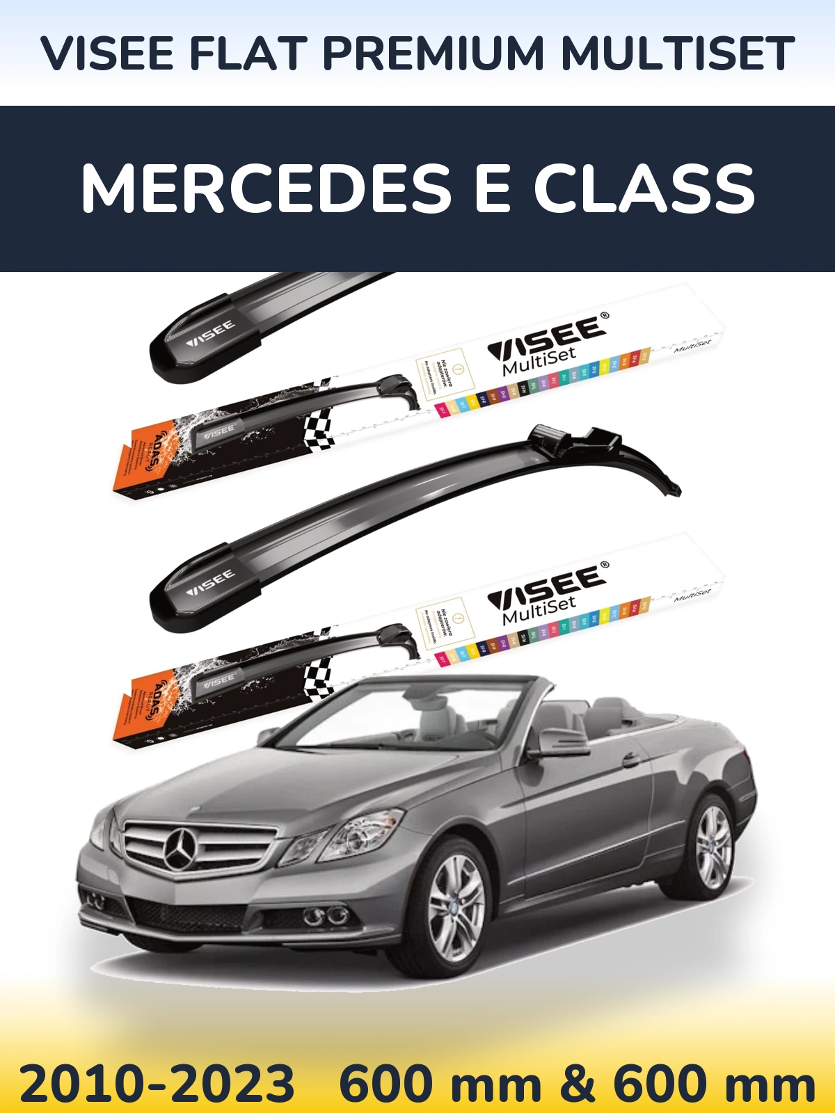 Комплект передних дворников VISEE FLAT PREMIUM MultiSet 600 & 600 мм для Mercedes E Class 2010-2023