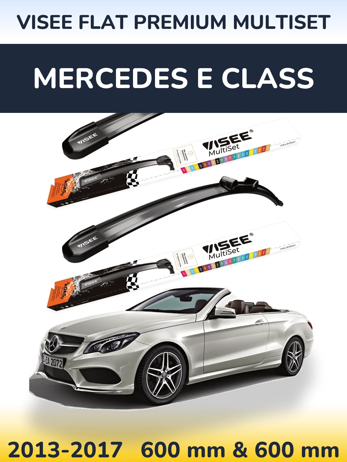 Комплект передніх щіток VISEE FLAT PREMIUM MultiSet 600 & 600 мм для Mercedes E Class 2013-2017